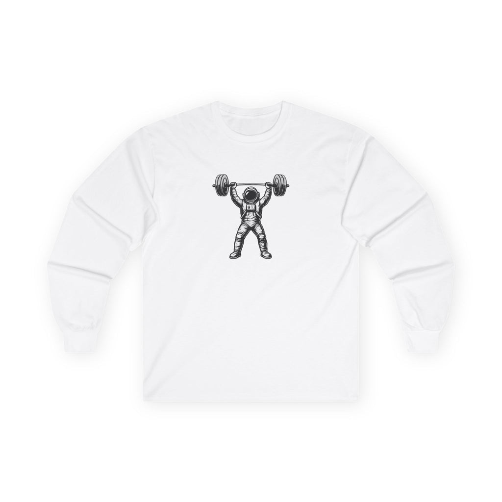 Fitness Long Sleeve Tee — Astronaut Weightlifter Graphic (Pulse Fitness)