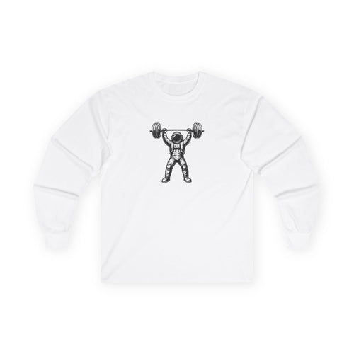 Fitness Long Sleeve Tee — Astronaut Weightlifter Graphic (Pulse Fitness)