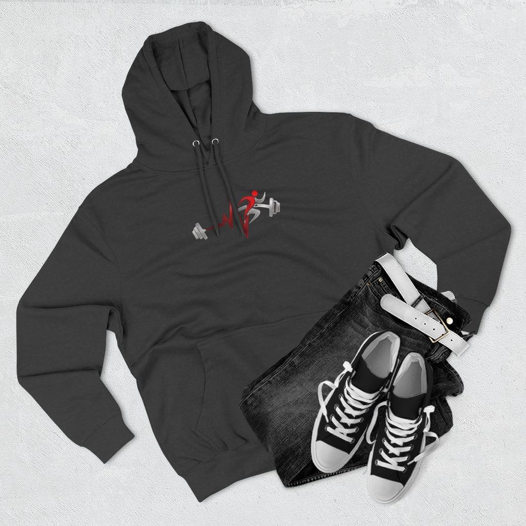 Fitness Heartbeat Hoodie — Weightlifting Pulse Graphic Hoodie