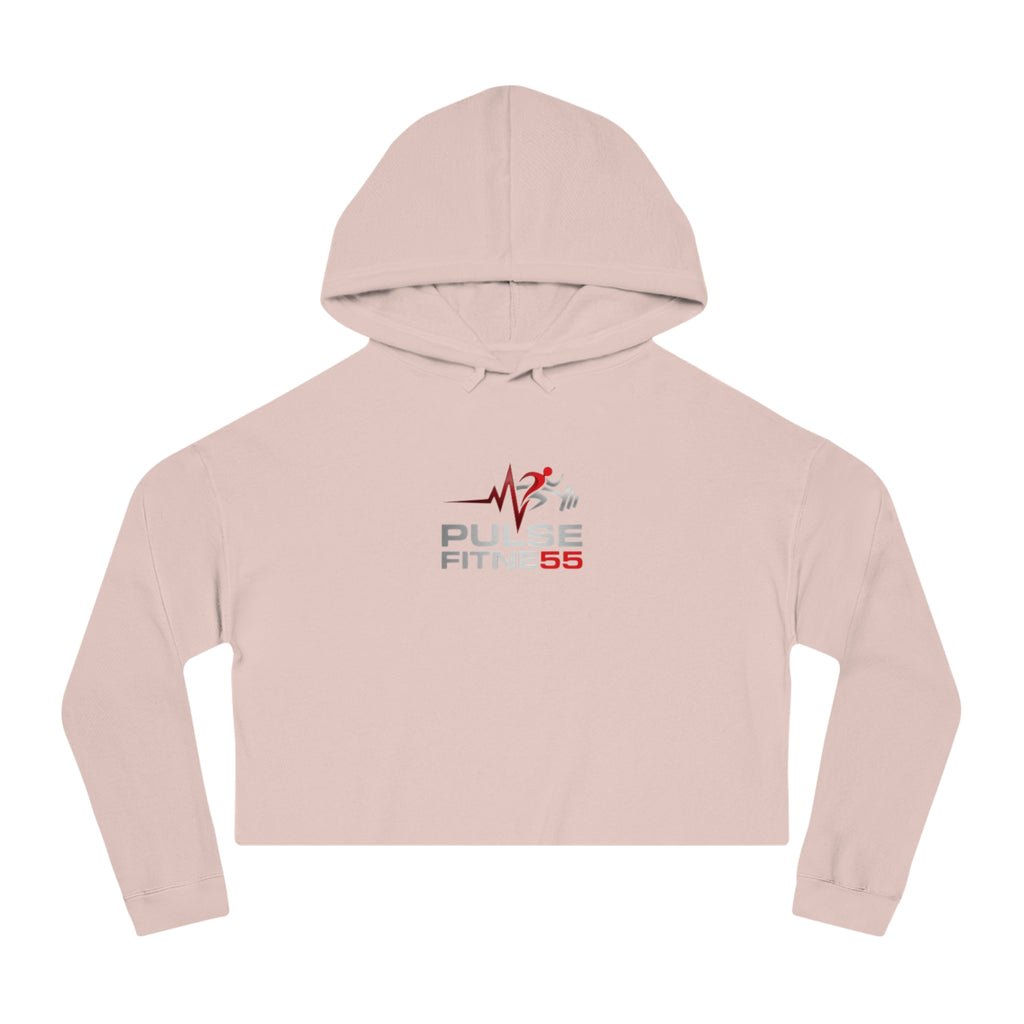 Pulse Fitne55 Women’s Cropped Hoodie — Athletic Logo Crop Top for Gym & Casual Wear