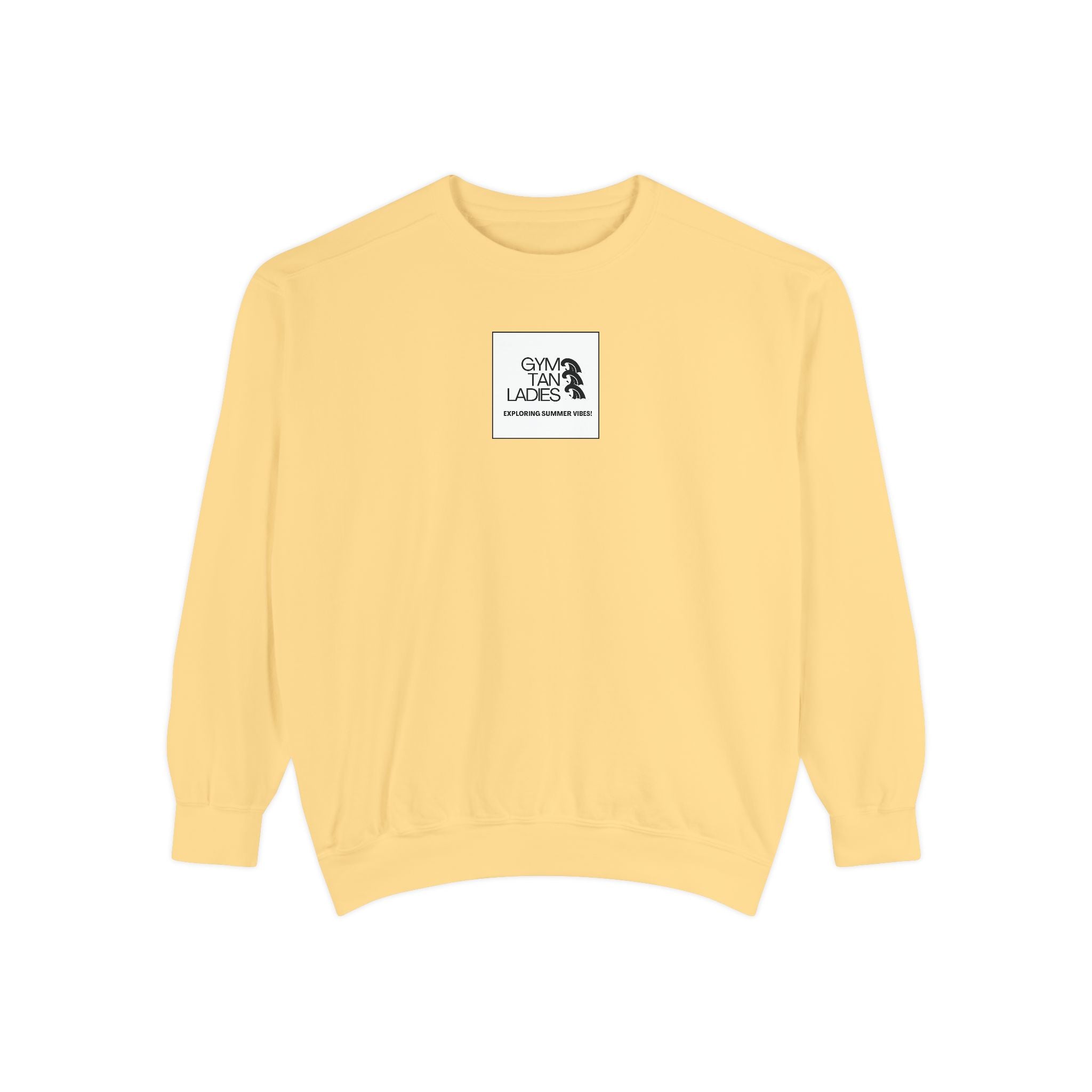 Gym Tan Ladies Sweatshirt - Retro Tropical Logo Crewneck