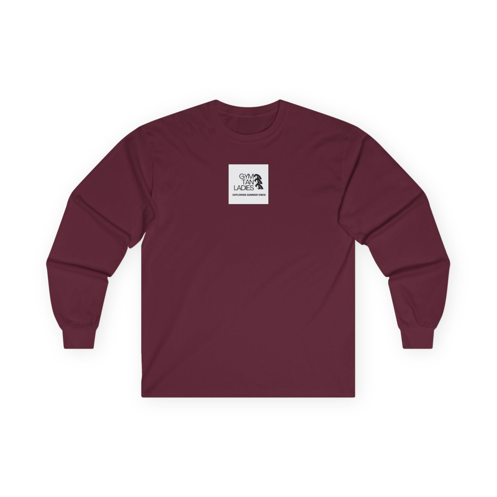 Gym Tan Ladies Long Sleeve Tee — Retro Logo Fitness Shirt