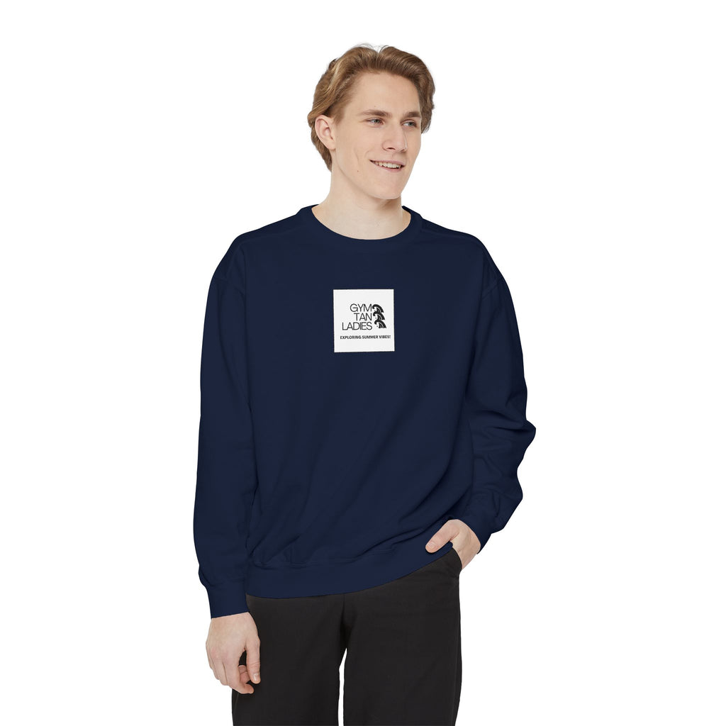 Mens Gym Tan Sweatshirt Logo Crewneck