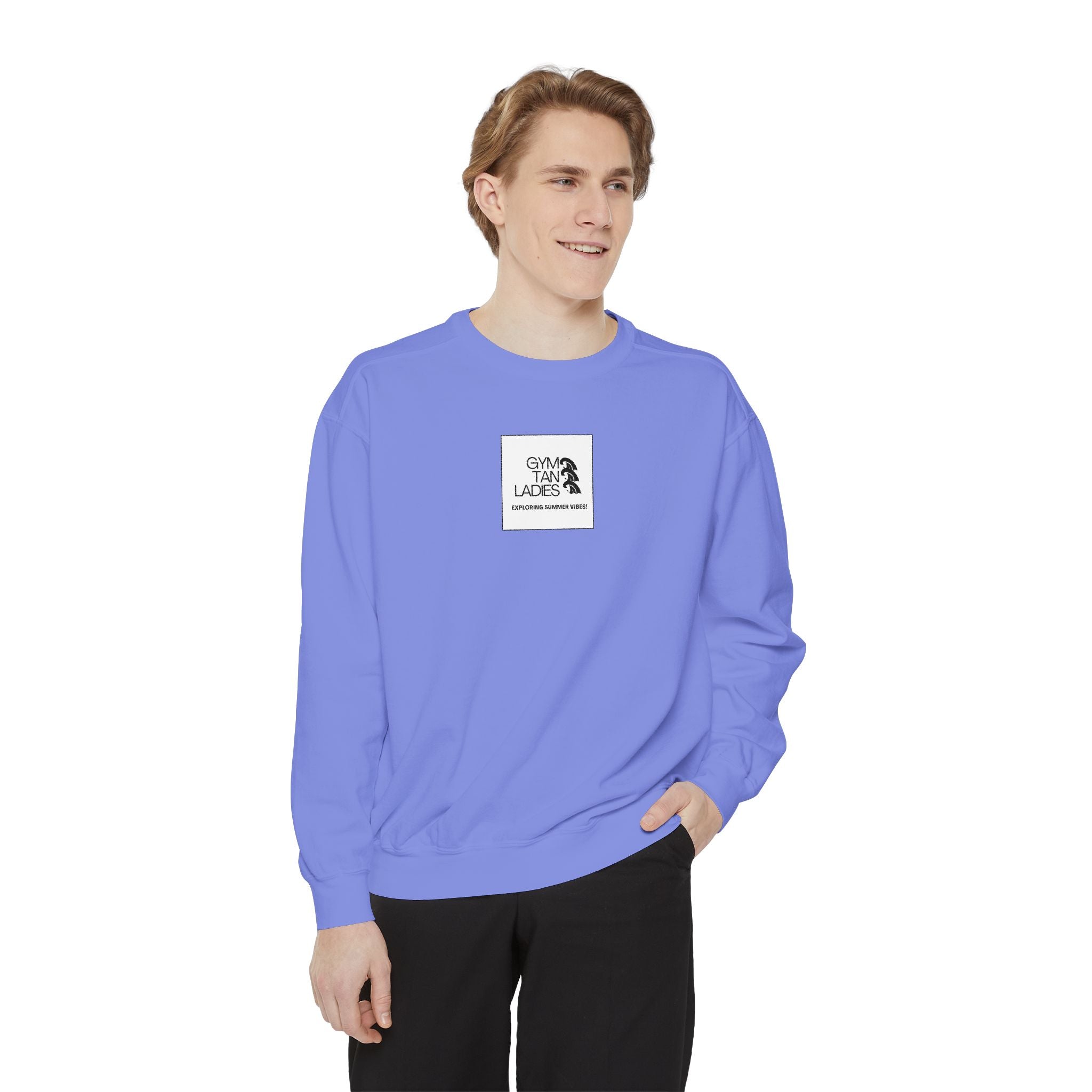 Mens Gym Tan Sweatshirt Logo Crewneck