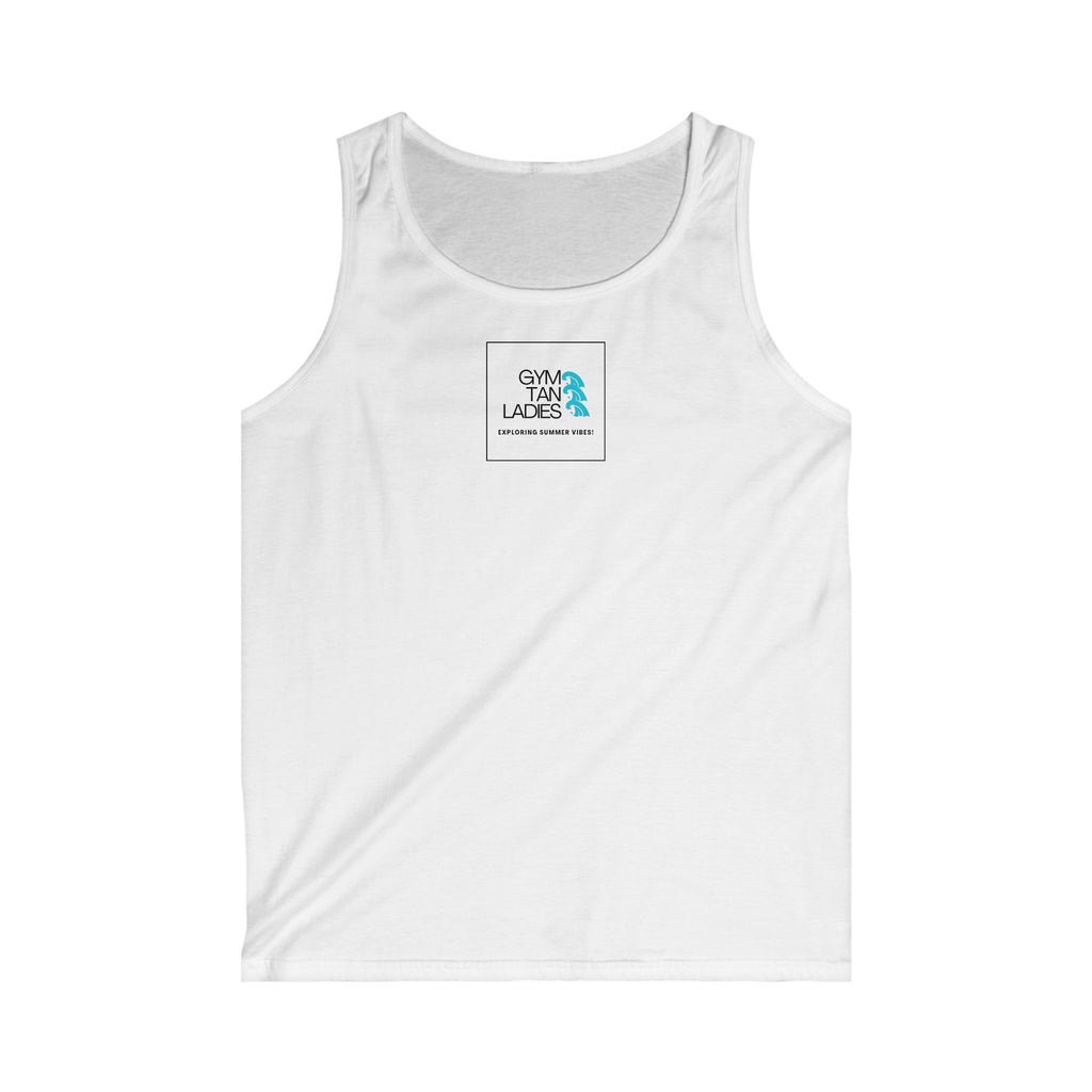 Mens Gym Tan Tank Top — "Exploring Summer Vibes" Beach Workout Tank
