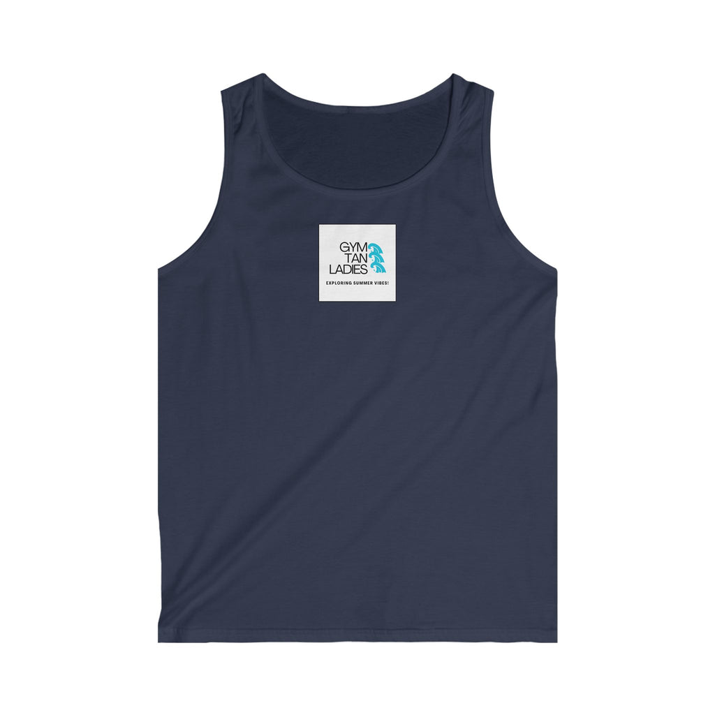 Mens Gym Tan Tank Top — "Exploring Summer Vibes" Beach Workout Tank