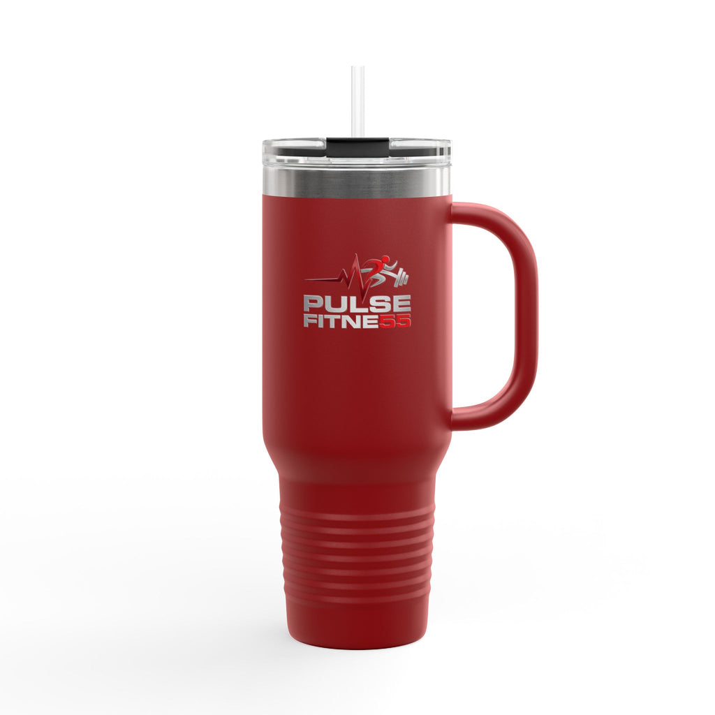 40oz Insulated Travel Mug — Pulse Fitness Logo Stainless Steel Tumbler with Straw