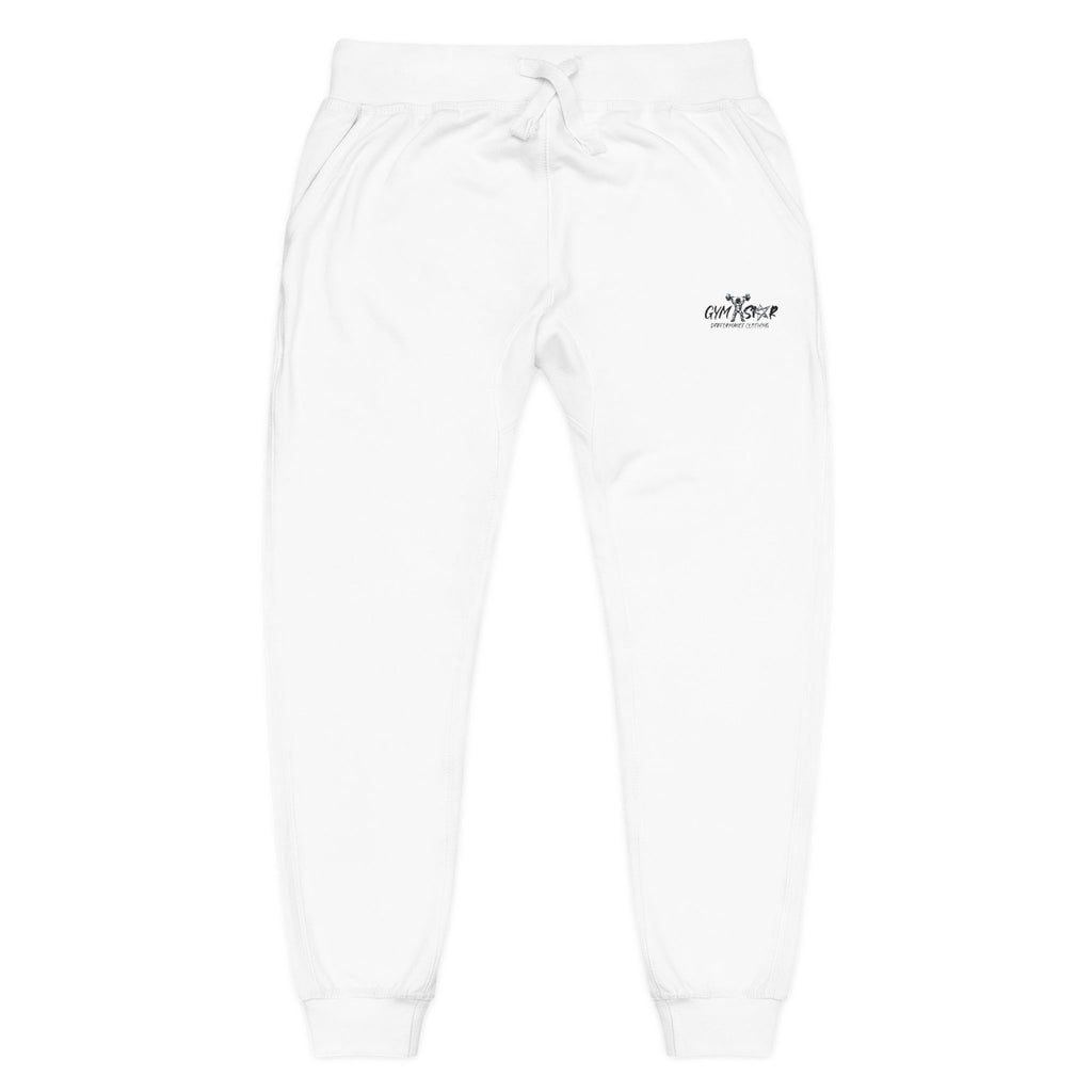 Embroidered Minimalist White Fleece Sweatpants — Cozy Everyday Joggers