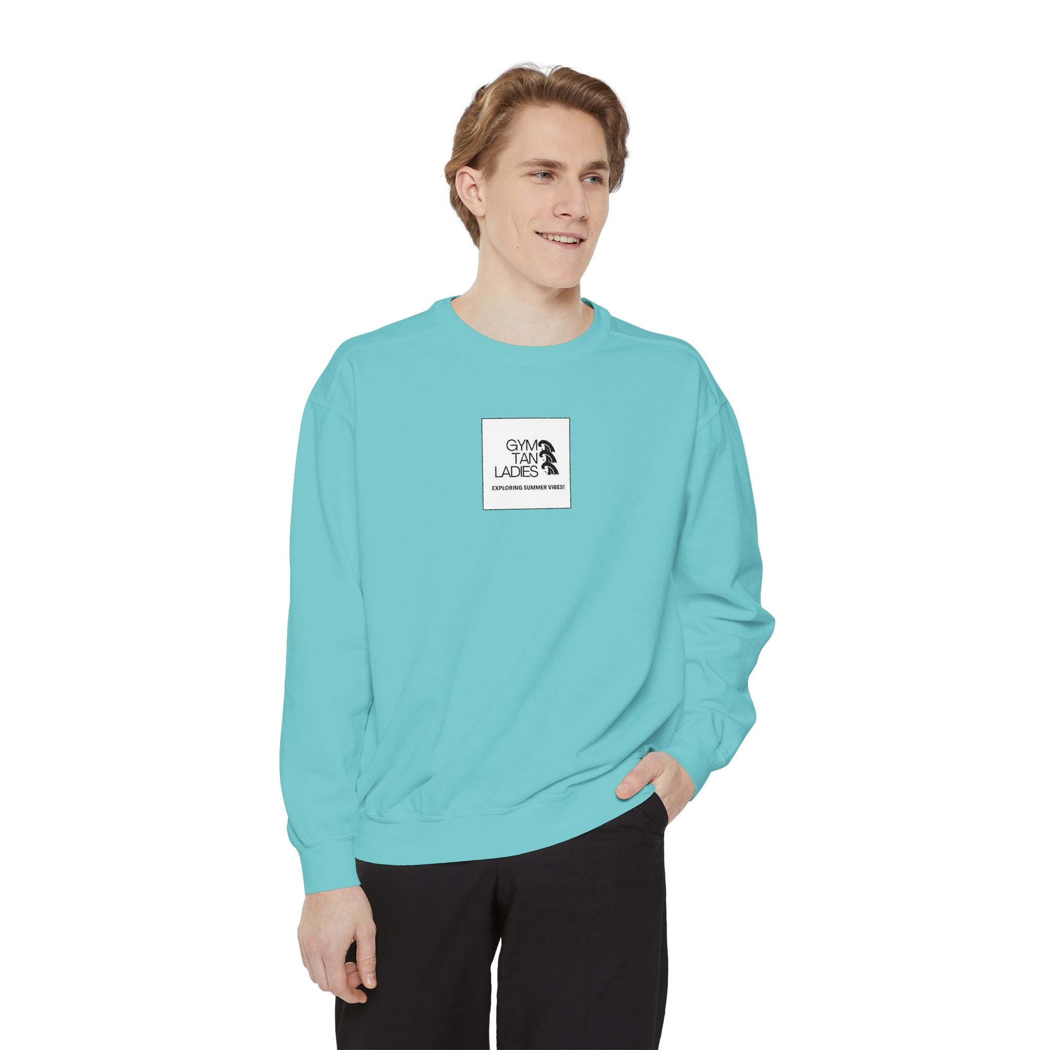 Mens Gym Tan Sweatshirt Logo Crewneck