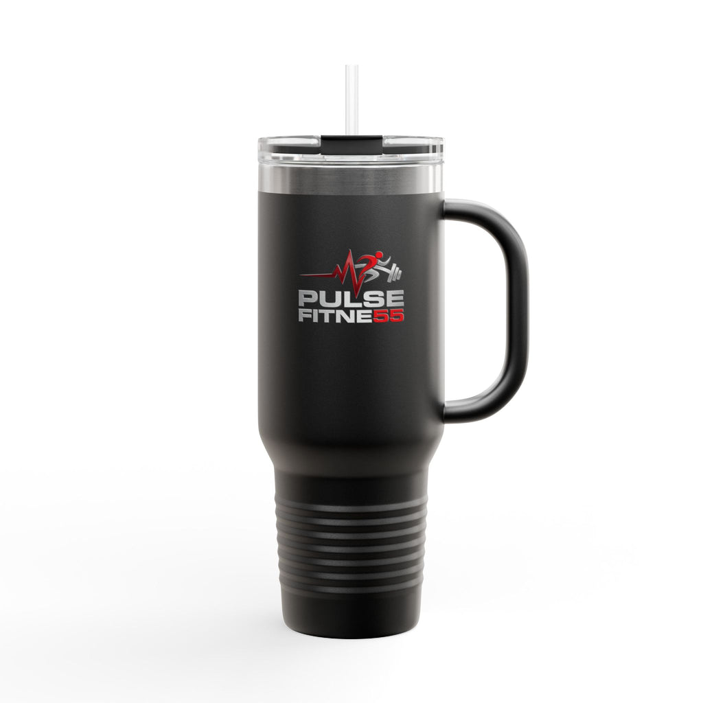 40oz Insulated Travel Mug — Pulse Fitness Logo Stainless Steel Tumbler with Straw