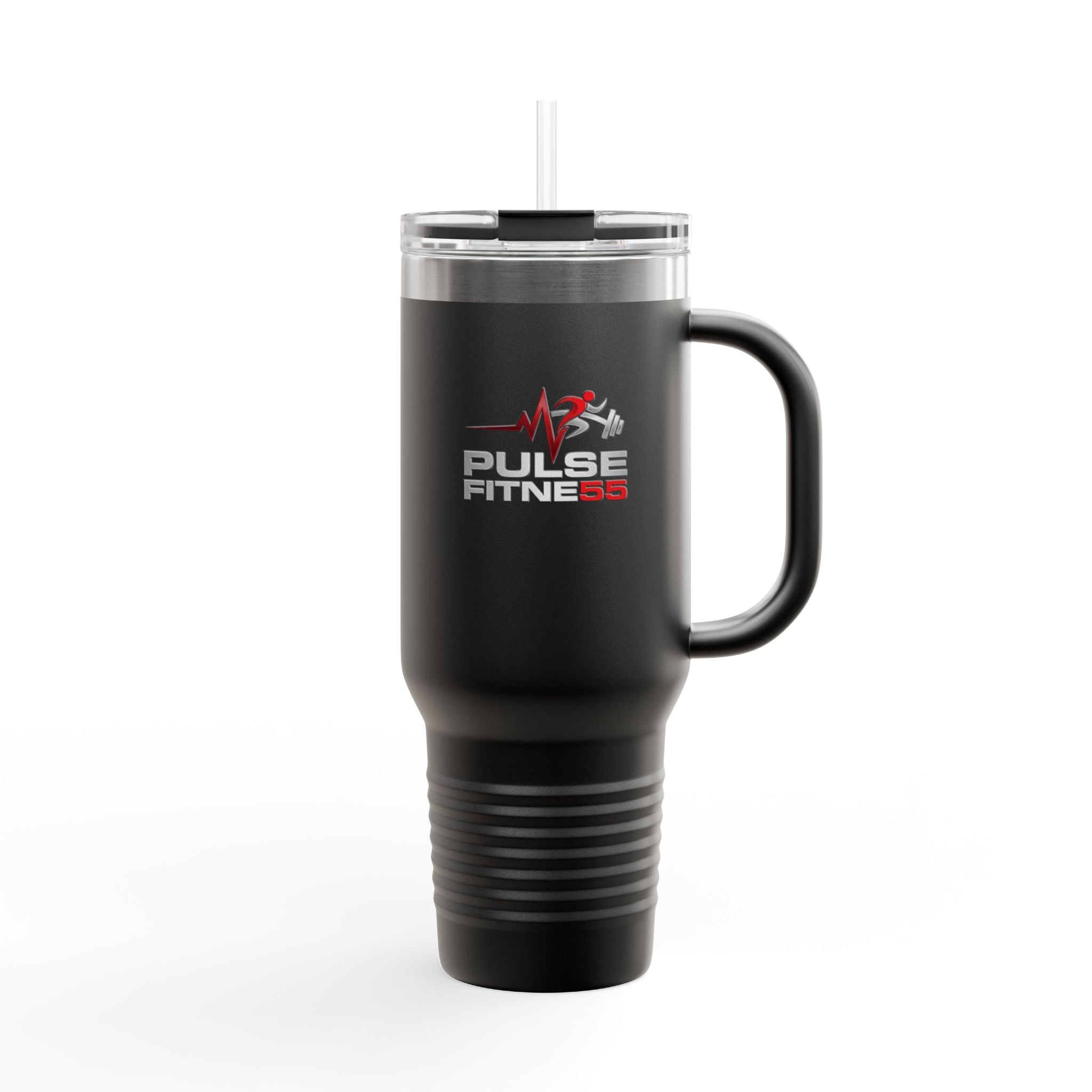 40oz Insulated Travel Mug — Pulse Fitness Logo Stainless Steel Tumbler with Straw