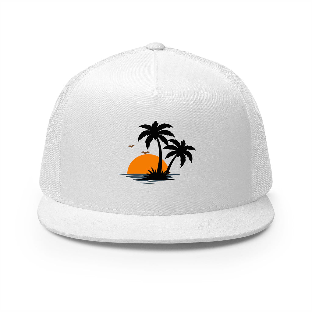 Trucker Cap — Sunset Palm Island Embroidered Beach Hat