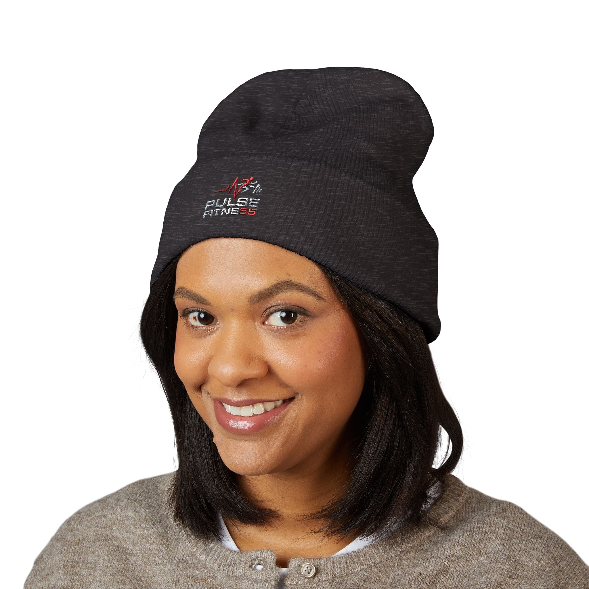 EMT Heartbeat Embroidered Beanie - Classic Cuffed Knit Hat for First Responders