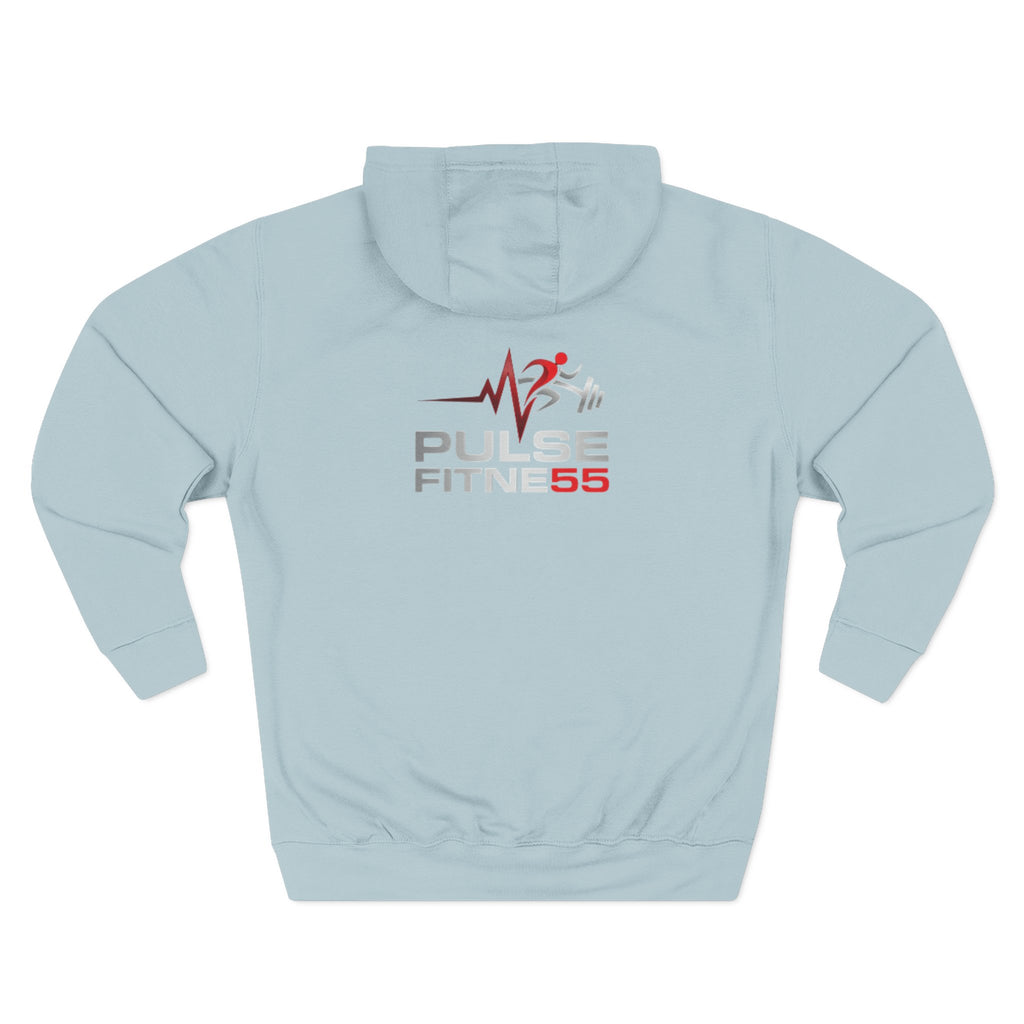 Fitness Hoodie — Barbell Deadlift Graphic Pullover (Pulse Fitness 55 Logo)