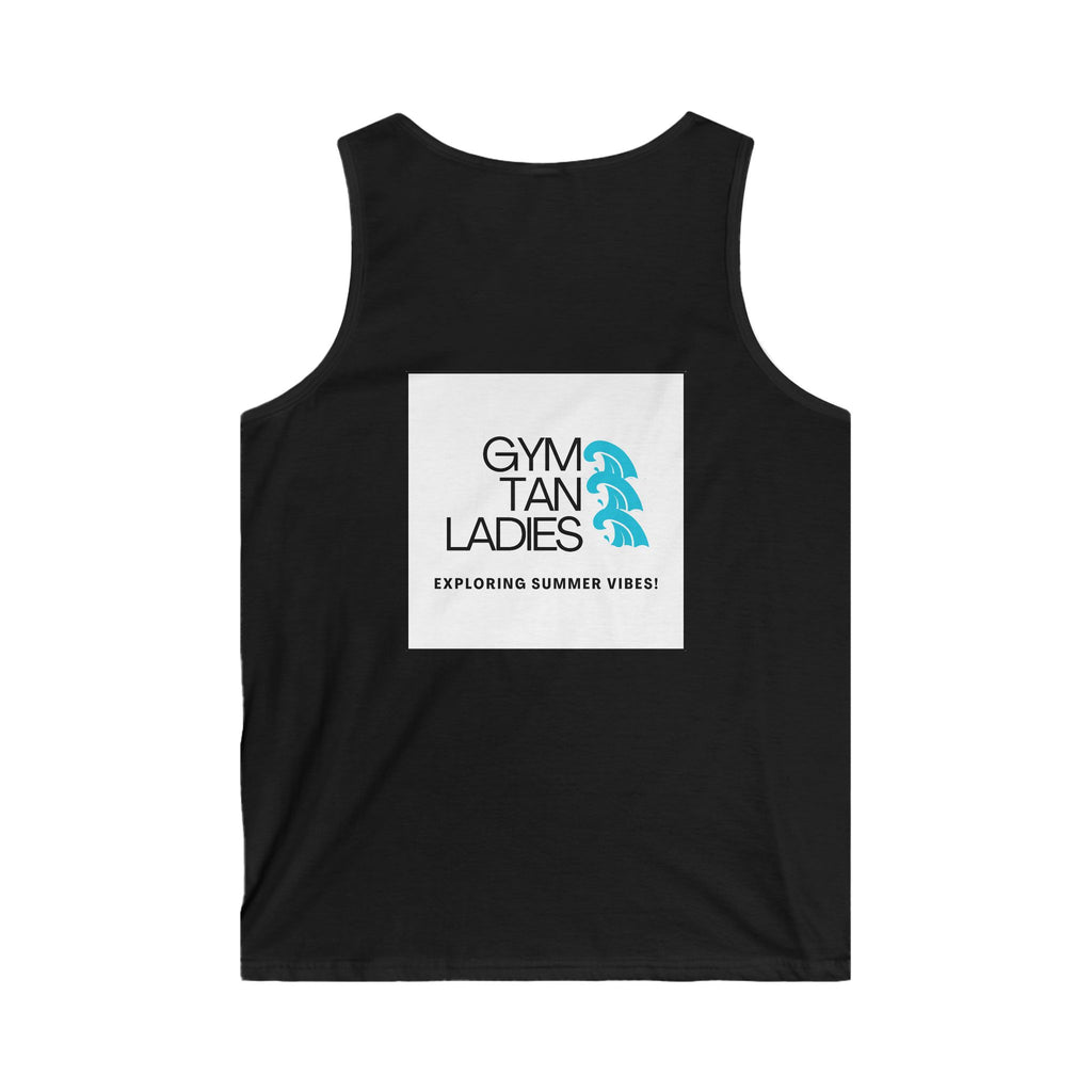 Mens Gym Tan Tank Top — "Exploring Summer Vibes" Beach Workout Tank