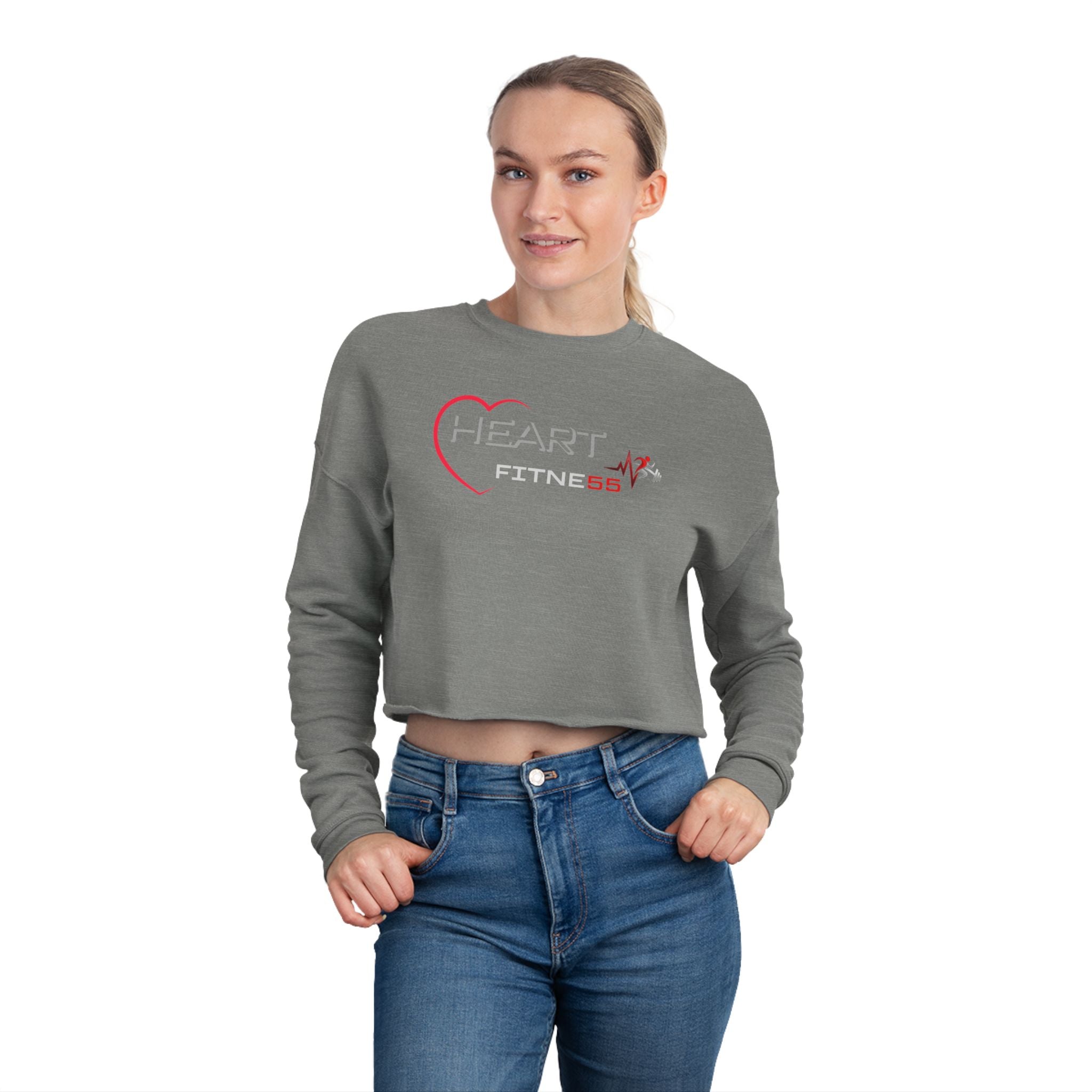 Women's (Heart Fitne55)  Cropped Sweatshirt