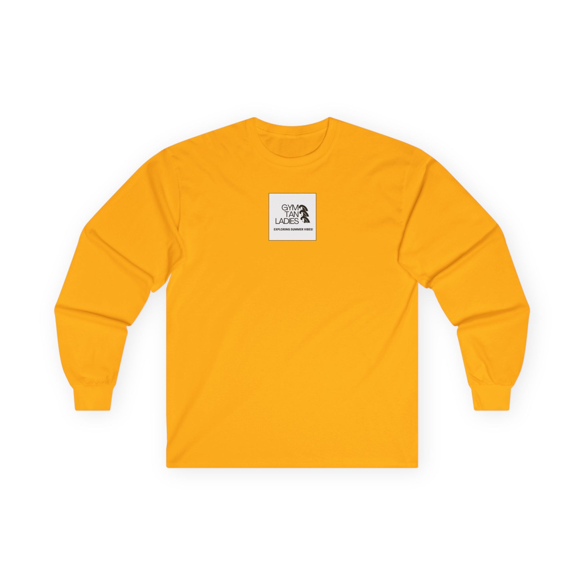 Gym Tan Ladies Long Sleeve Tee — Retro Logo Fitness Shirt