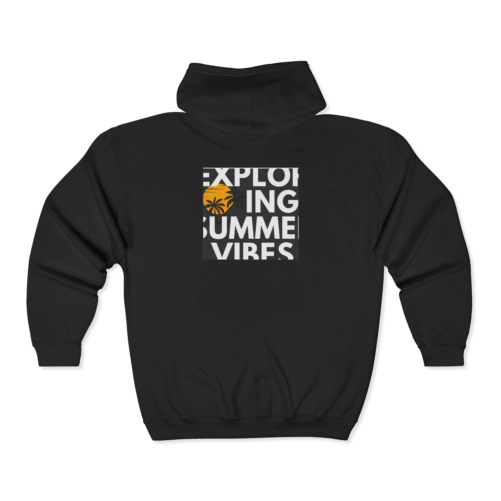 Tropical Sunset Zip Hoodie — "Exploring Summer Vibes" Graphic