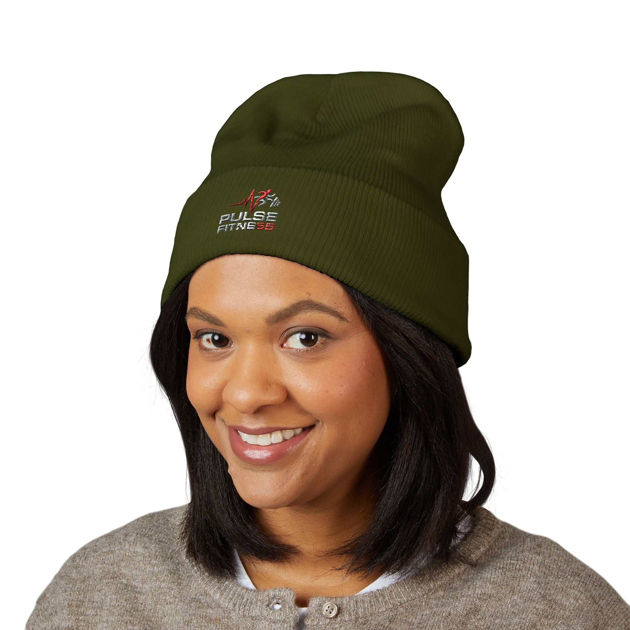EMT Heartbeat Embroidered Beanie - Classic Cuffed Knit Hat for First Responders