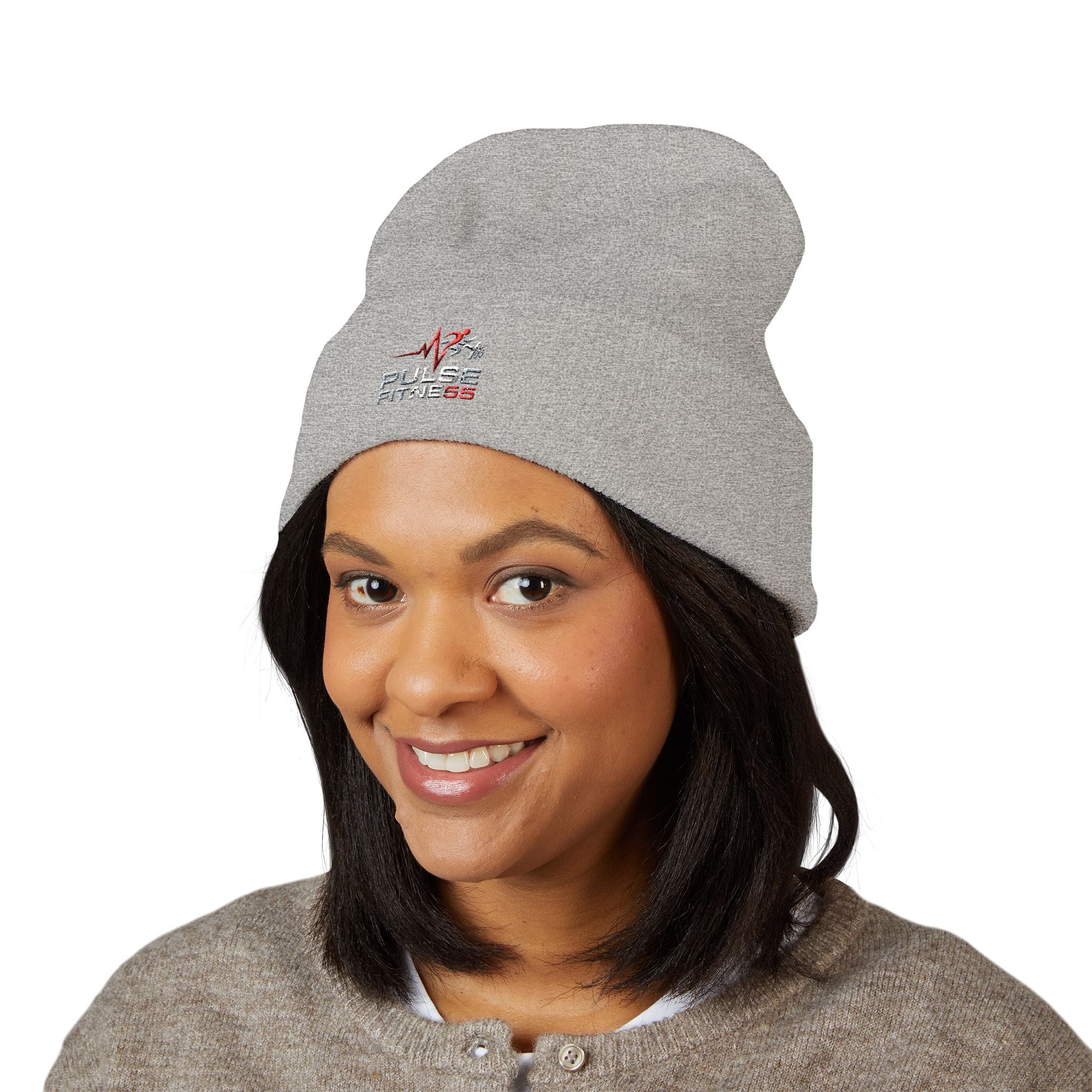 EMT Heartbeat Embroidered Beanie - Classic Cuffed Knit Hat for First Responders