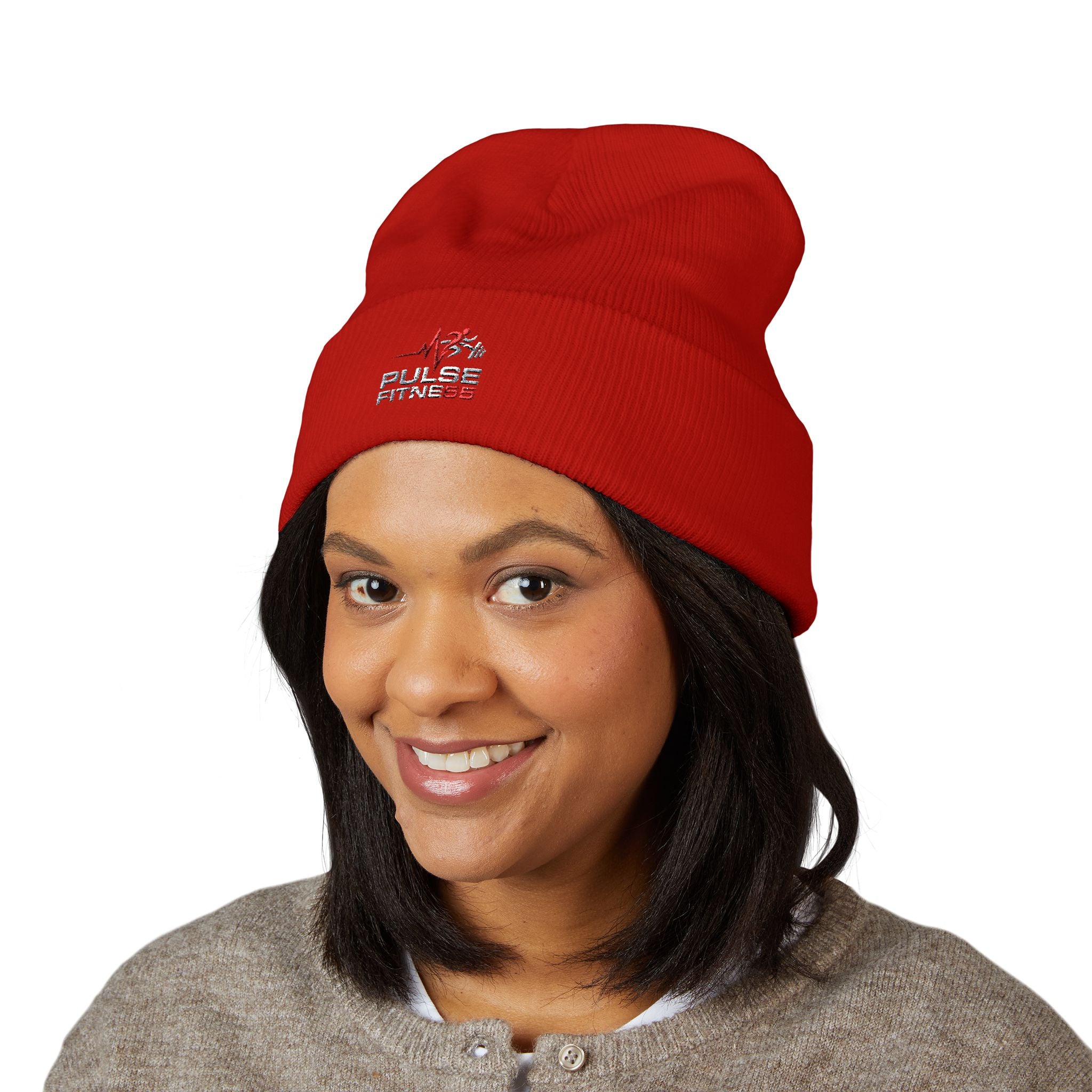 EMT Heartbeat Embroidered Beanie - Classic Cuffed Knit Hat for First Responders
