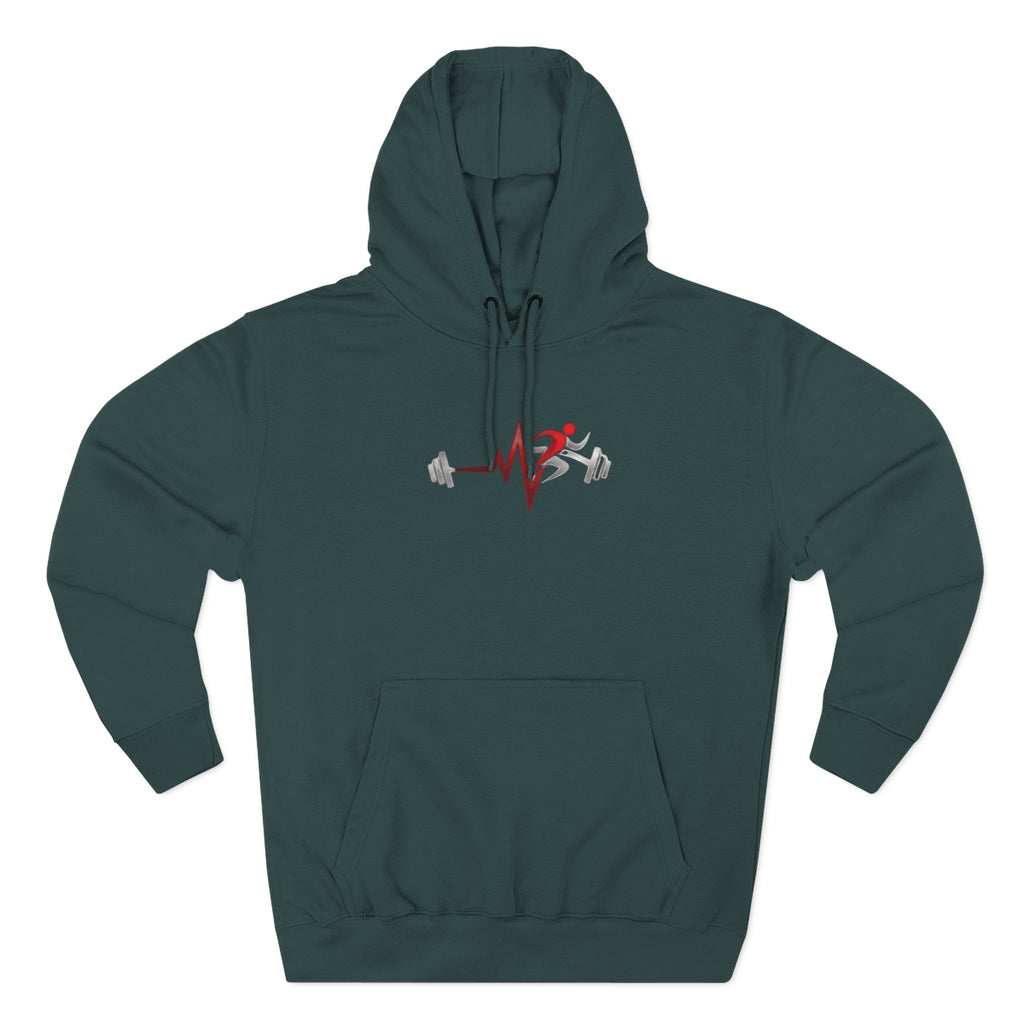 Fitness Heartbeat Hoodie — Weightlifting Pulse Graphic Hoodie