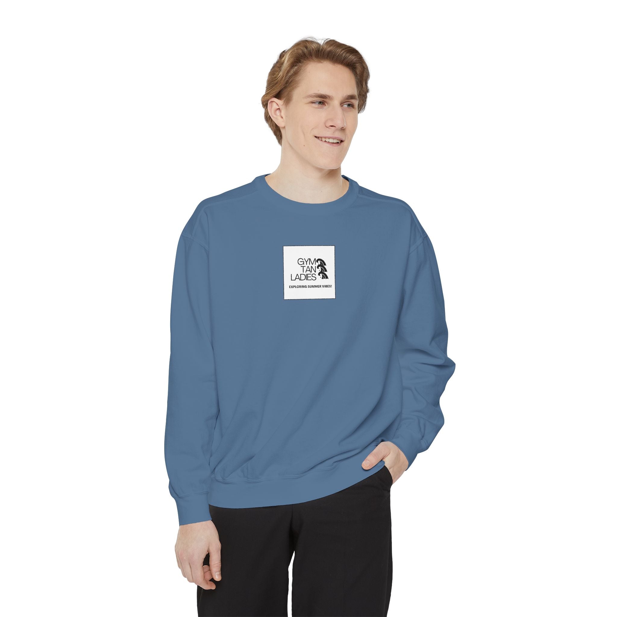 Mens Gym Tan Sweatshirt Logo Crewneck