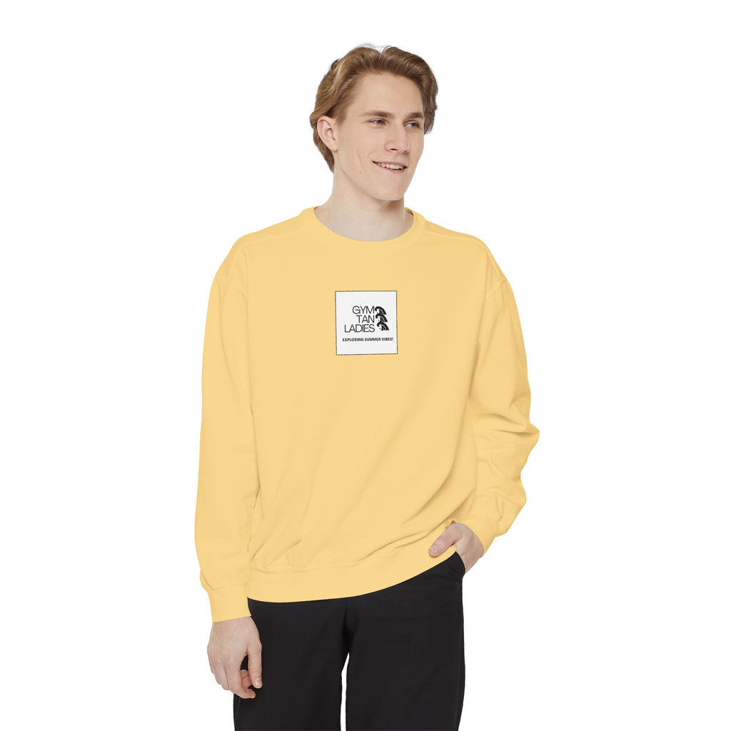Mens Gym Tan Sweatshirt Logo Crewneck