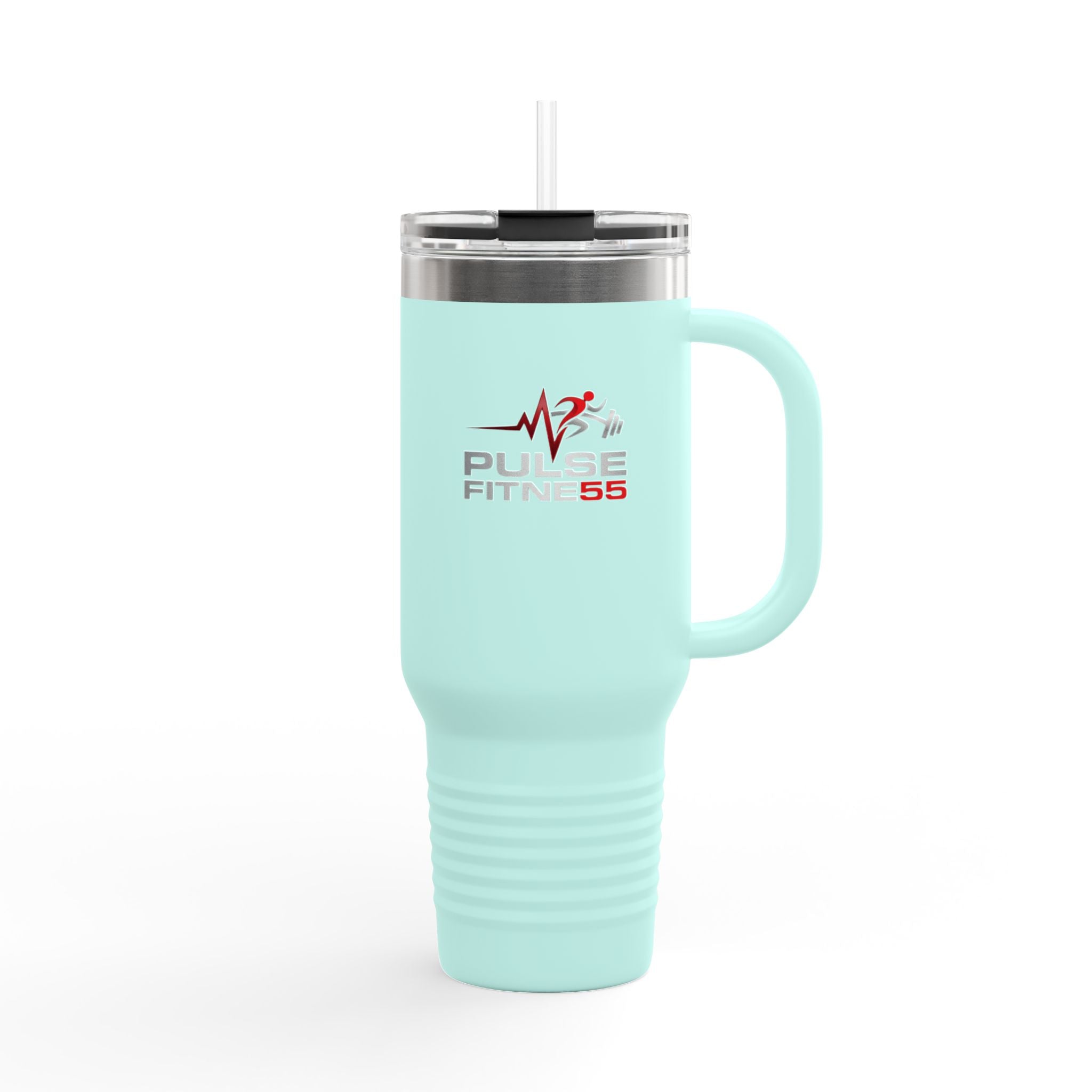 40oz Insulated Travel Mug — Pulse Fitness Logo Stainless Steel Tumbler with Straw