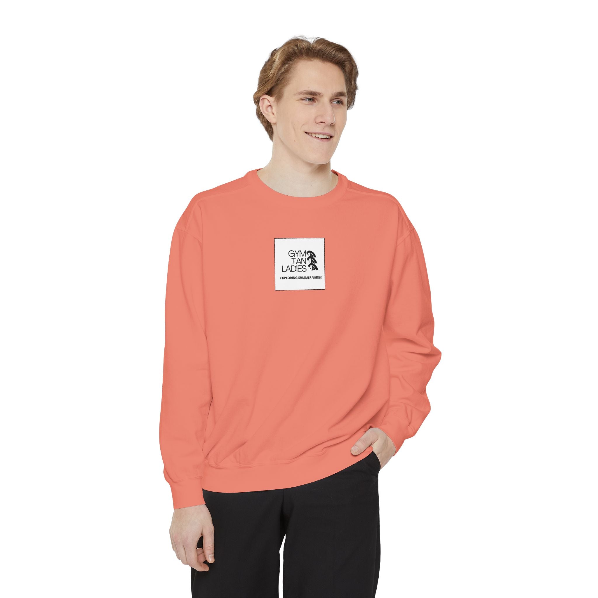 Mens Gym Tan Sweatshirt Logo Crewneck