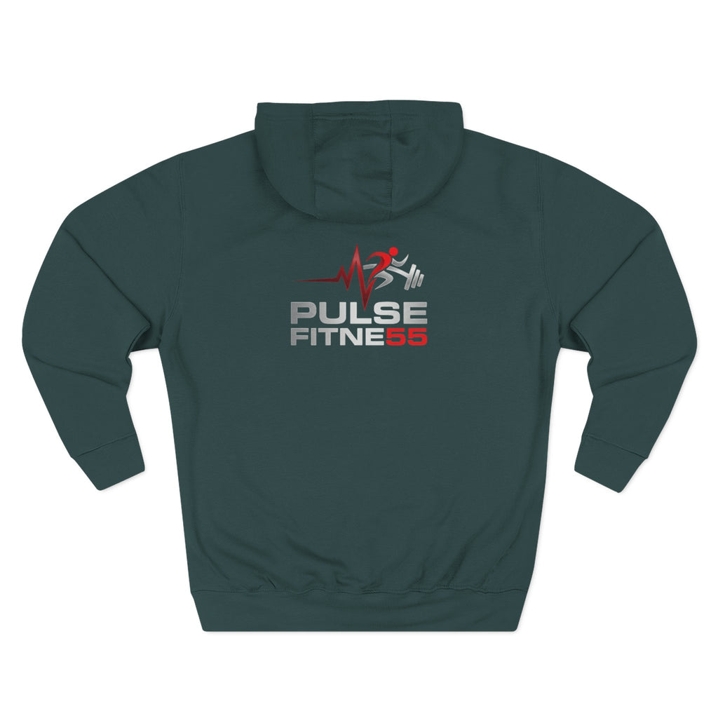 Fitness Hoodie — Barbell Deadlift Graphic Pullover (Pulse Fitness 55 Logo)