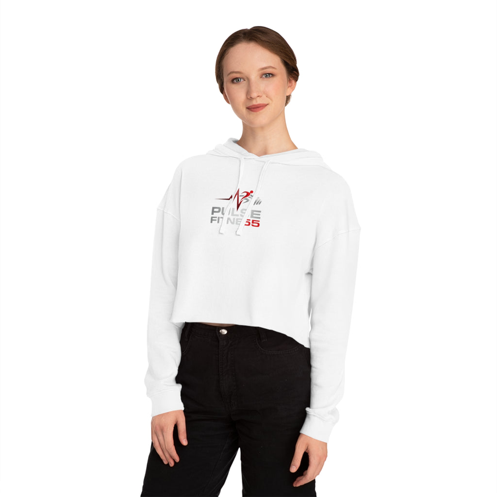 Pulse Fitne55 Women’s Cropped Hoodie — Athletic Logo Crop Top for Gym & Casual Wear