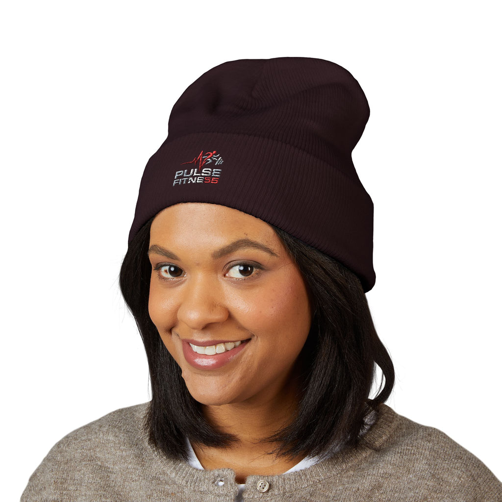 EMT Heartbeat Embroidered Beanie - Classic Cuffed Knit Hat for First Responders