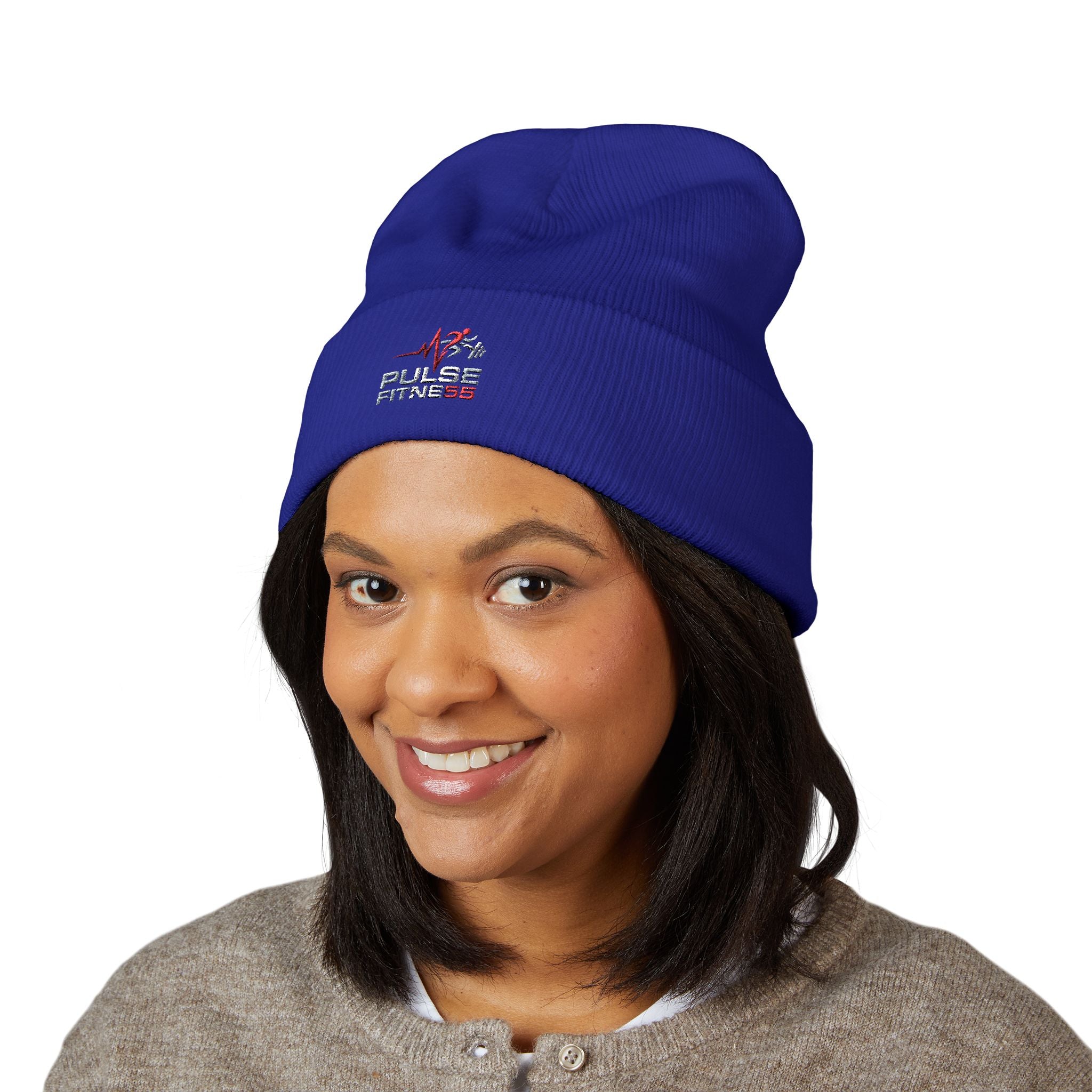 EMT Heartbeat Embroidered Beanie - Classic Cuffed Knit Hat for First Responders