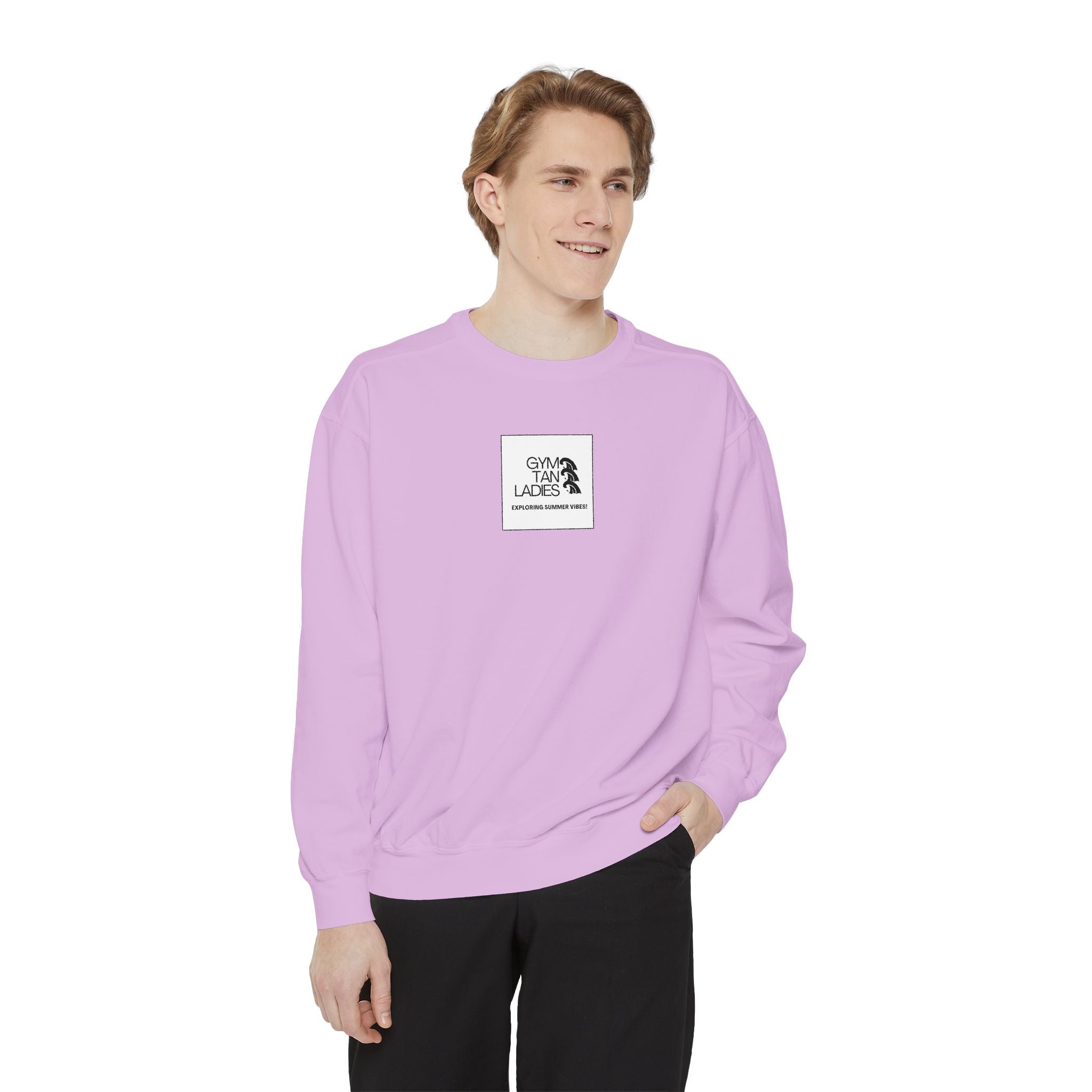 Mens Gym Tan Sweatshirt Logo Crewneck