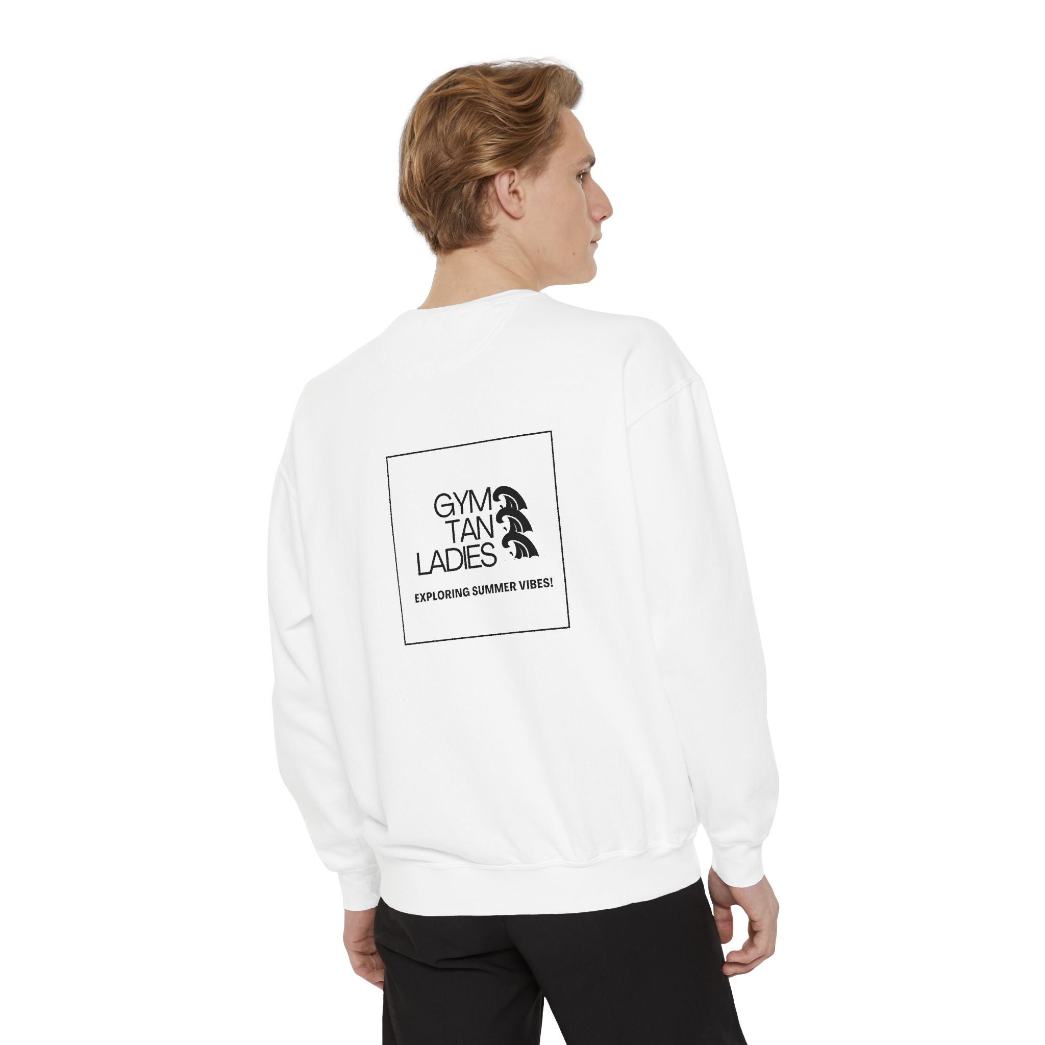 Gym Tan Ladies Sweatshirt - Retro Tropical Logo Crewneck