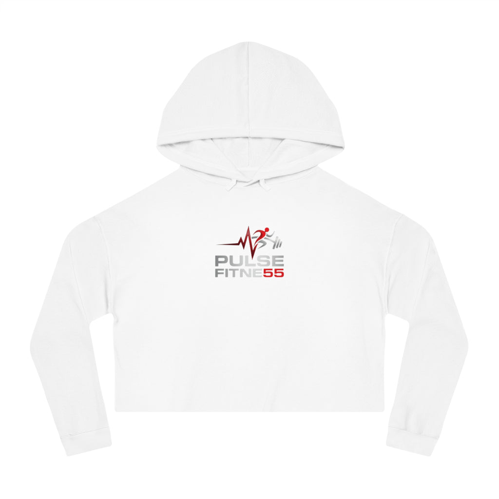 Pulse Fitne55 Women’s Cropped Hoodie — Athletic Logo Crop Top for Gym & Casual Wear