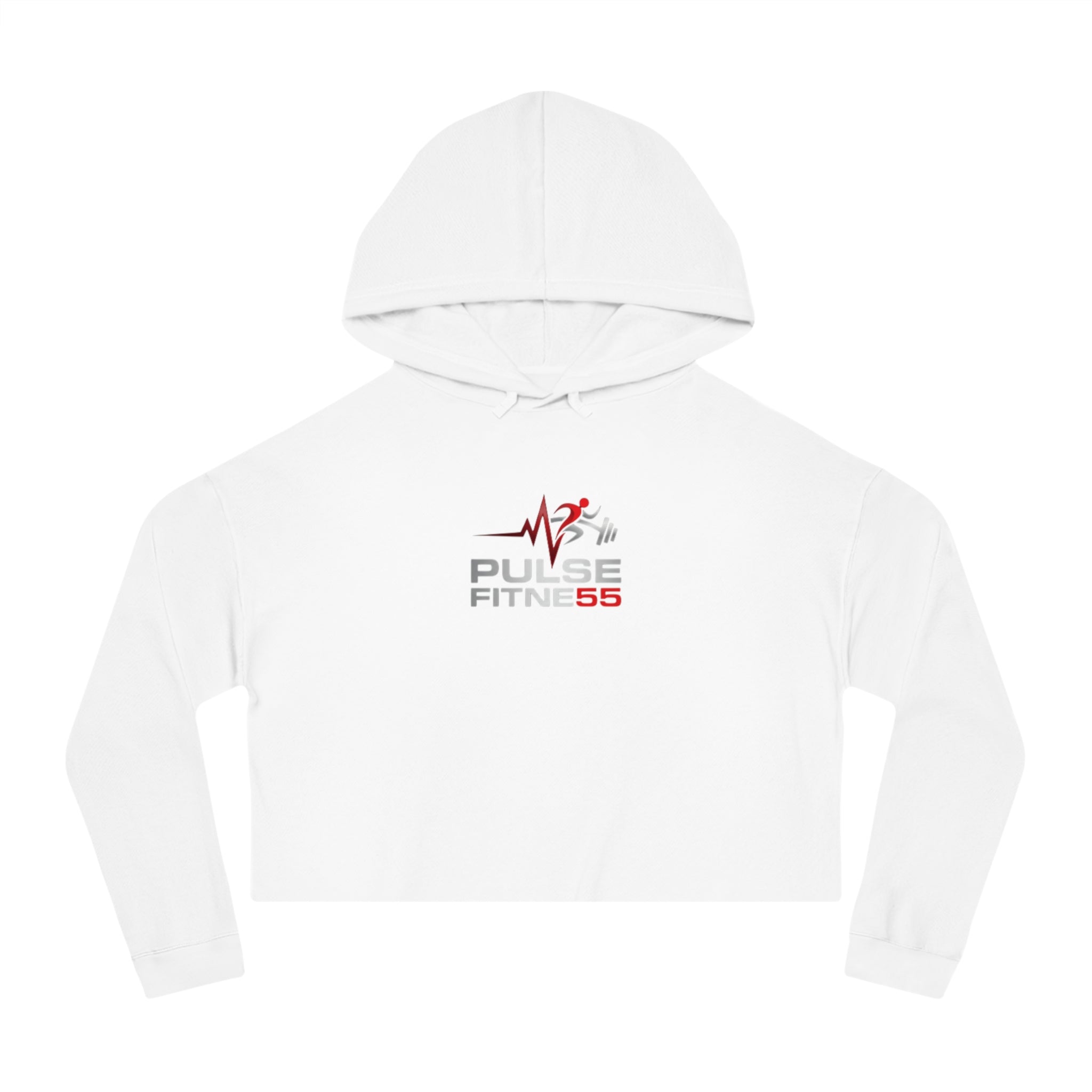 Pulse Fitne55 Women’s Cropped Hoodie — Athletic Logo Crop Top for Gym & Casual Wear