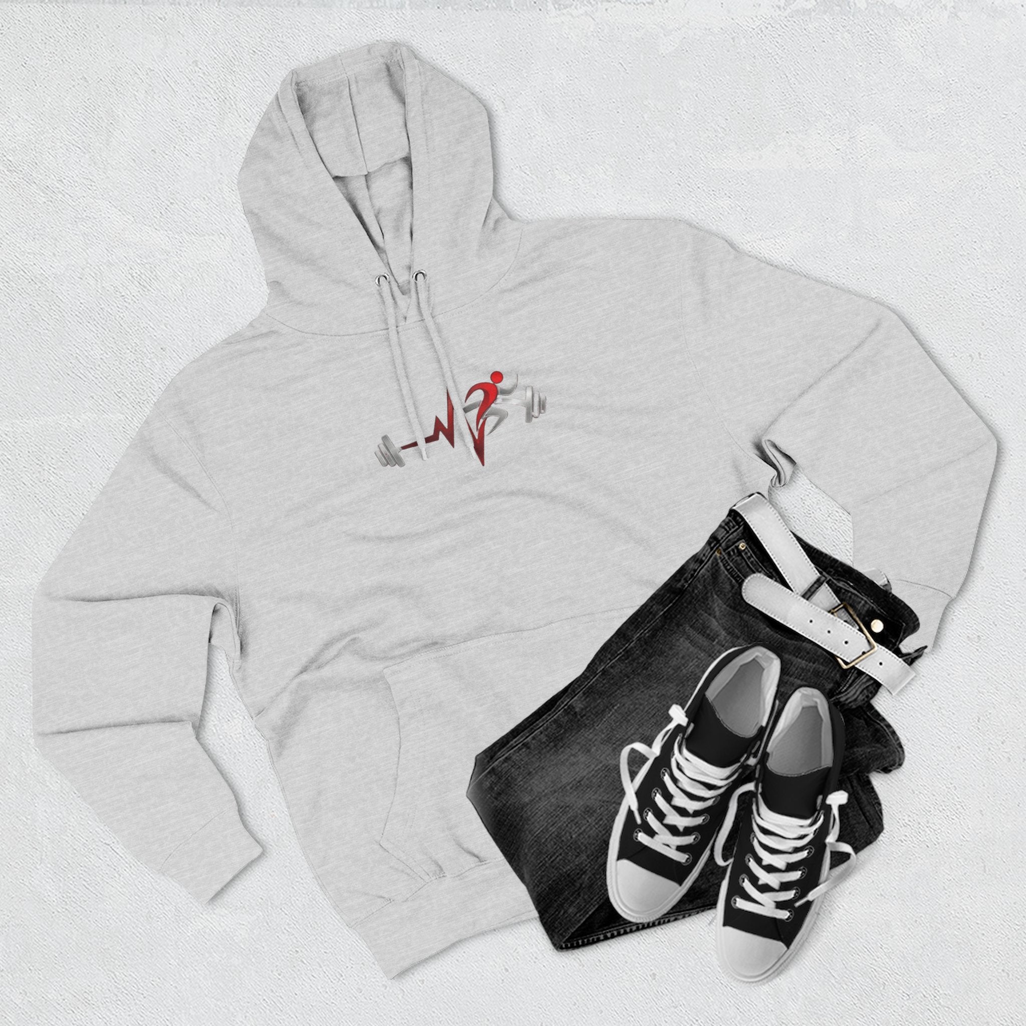Fitness Heartbeat Hoodie — Weightlifting Pulse Graphic Hoodie