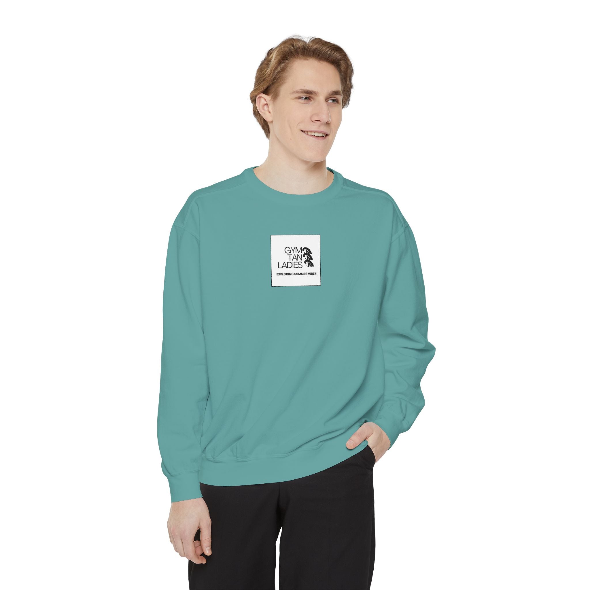 Mens Gym Tan Sweatshirt Logo Crewneck