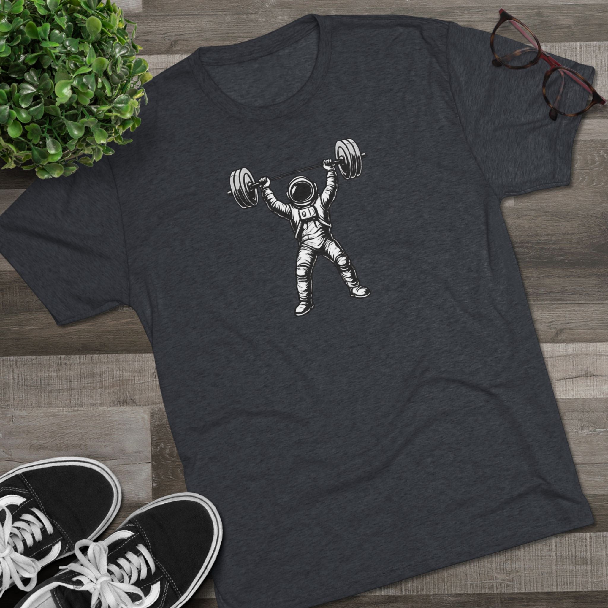 Astronaut Weightlifter Tee — Gym Star Performance Fitness Shirt