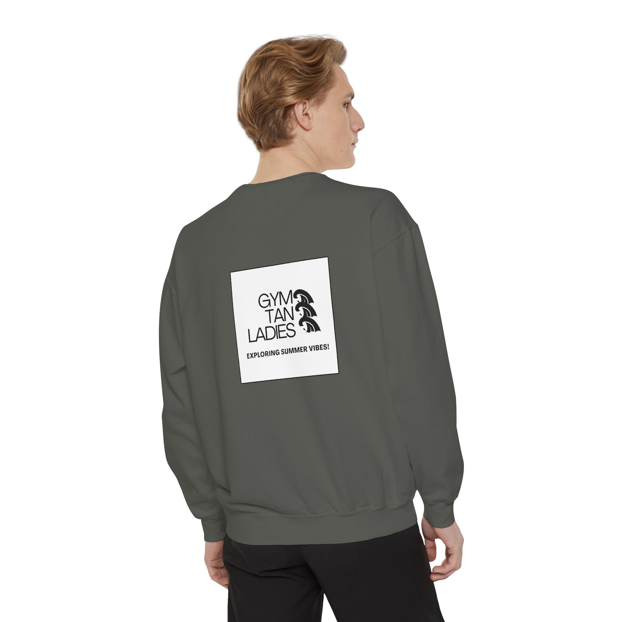 Mens Gym Tan Sweatshirt Logo Crewneck