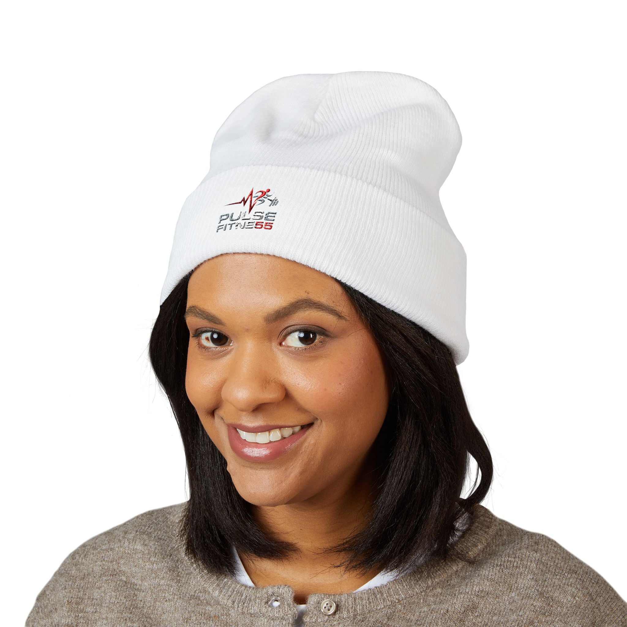 EMT Heartbeat Embroidered Beanie - Classic Cuffed Knit Hat for First Responders