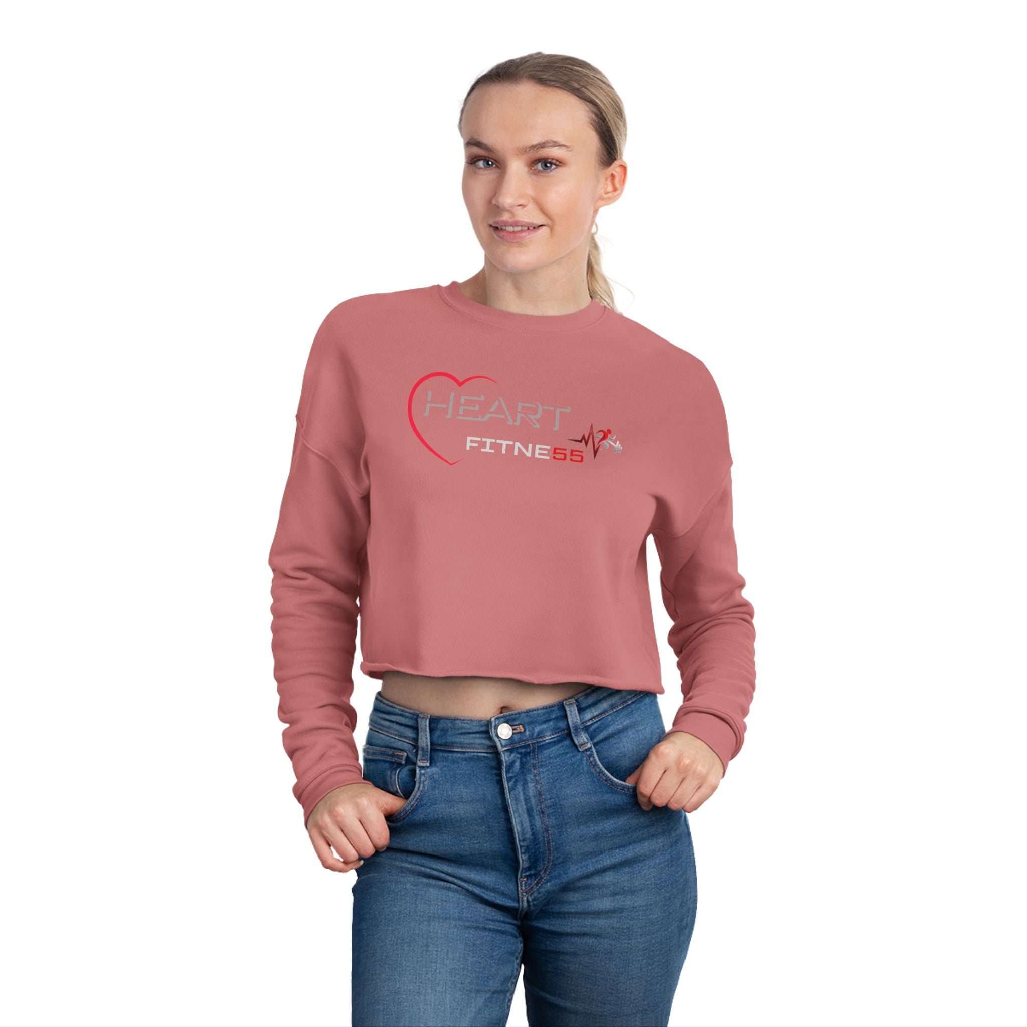 Women's (Heart Fitne55)  Cropped Sweatshirt