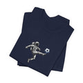 Astronaut Soccer Tee — Space Kicker Graphic T‑Shirt (Pulse Fitness 55 Back Logo)