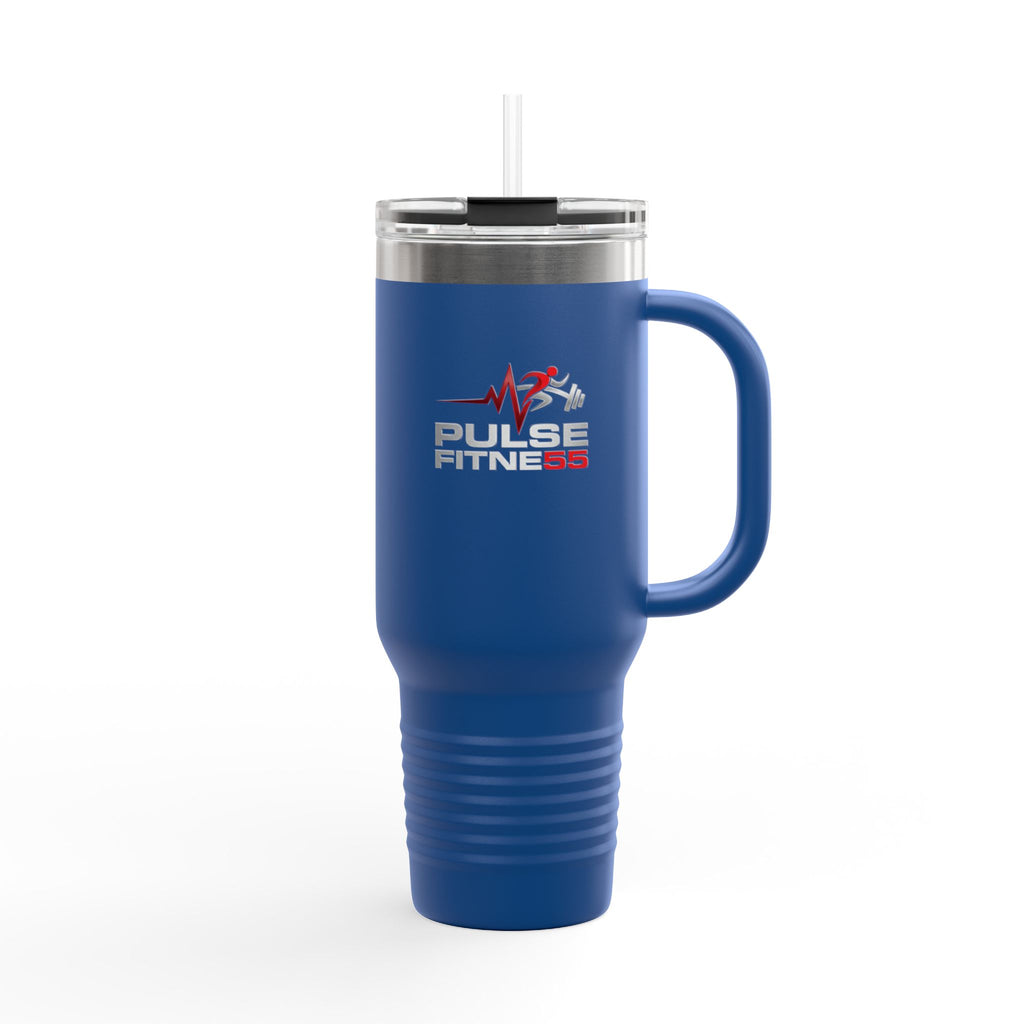 40oz Insulated Travel Mug — Pulse Fitness Logo Stainless Steel Tumbler with Straw