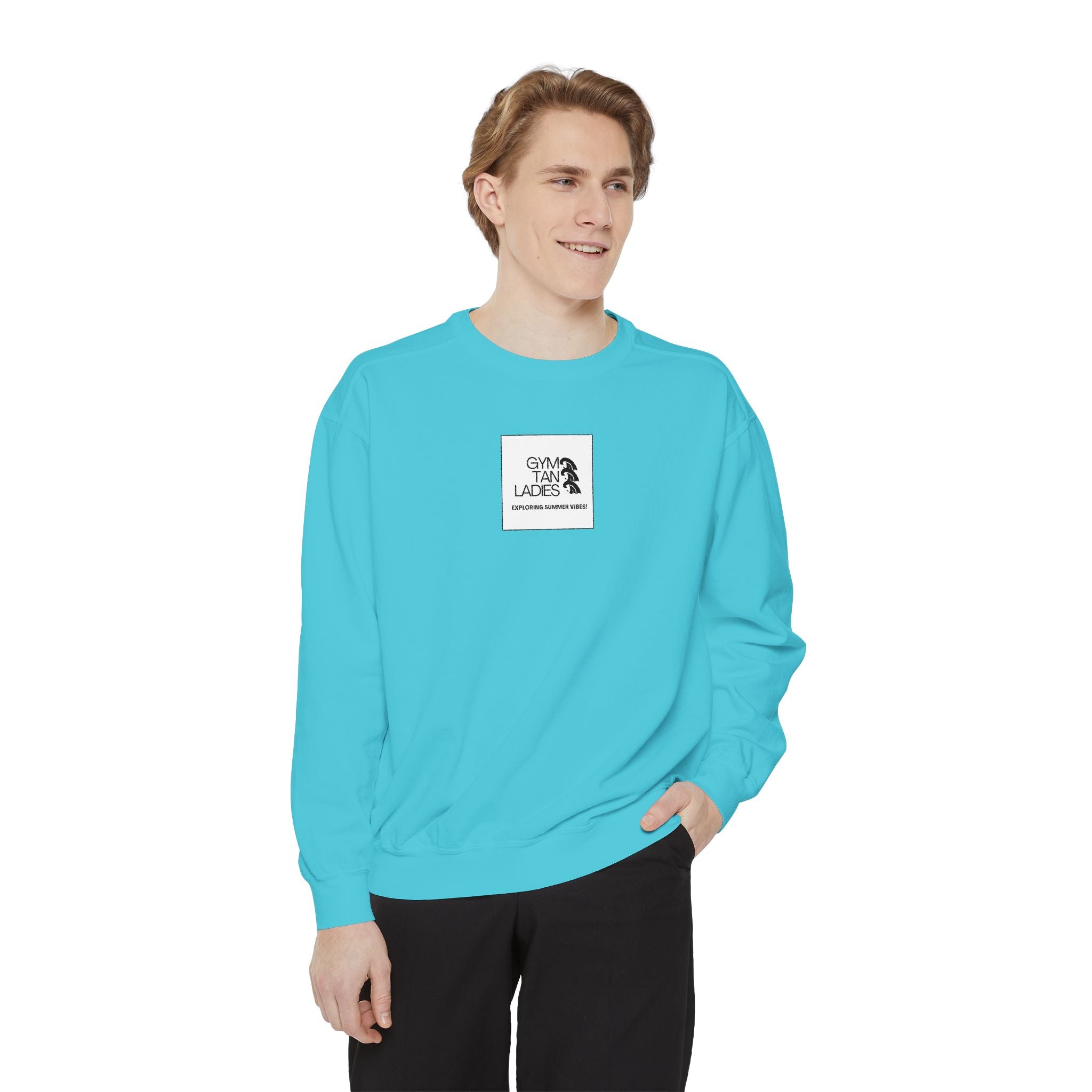 Mens Gym Tan Sweatshirt Logo Crewneck