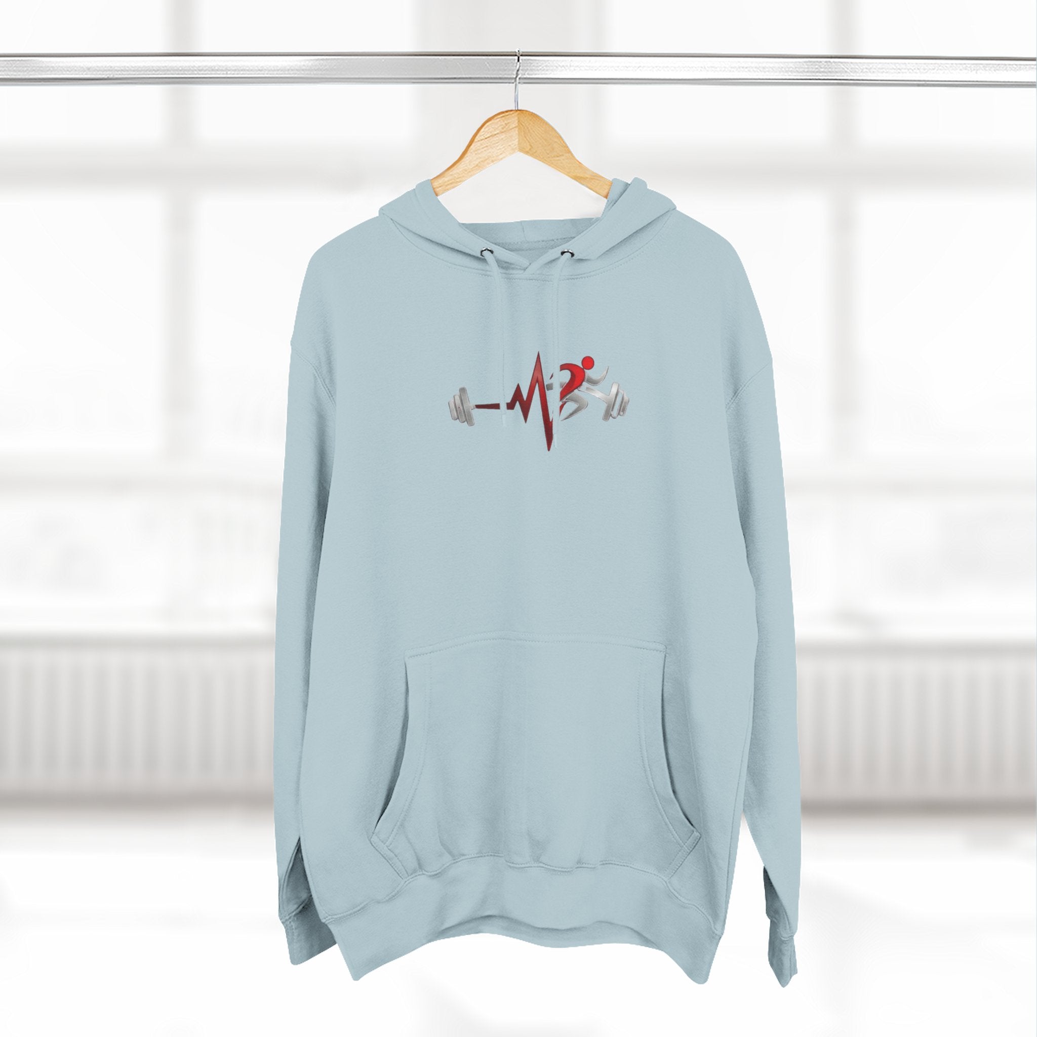 Fitness Heartbeat Hoodie — Weightlifting Pulse Graphic Hoodie