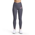 Leggings — Gray Luxe High-Waist Leggings with Small Holiday Fox & Gift Graphic
