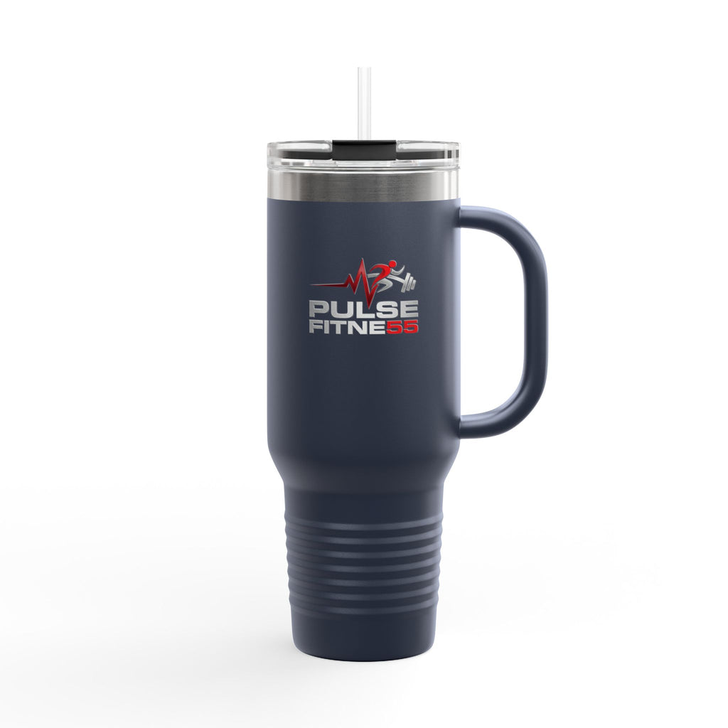 40oz Insulated Travel Mug — Pulse Fitness Logo Stainless Steel Tumbler with Straw